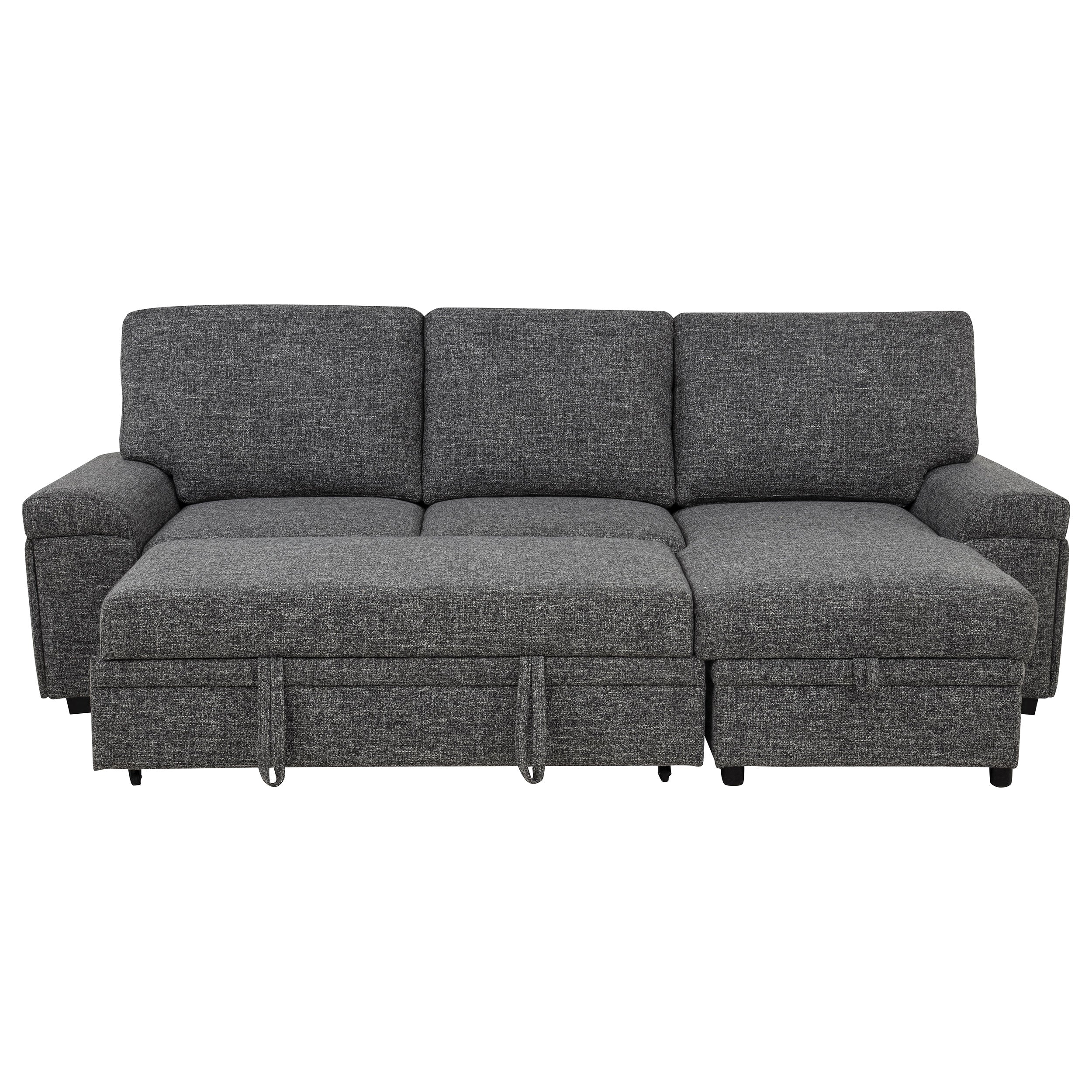 Demko Sleeper Sectional Sofa with Speaker and Storage Chaise Granite — view 10