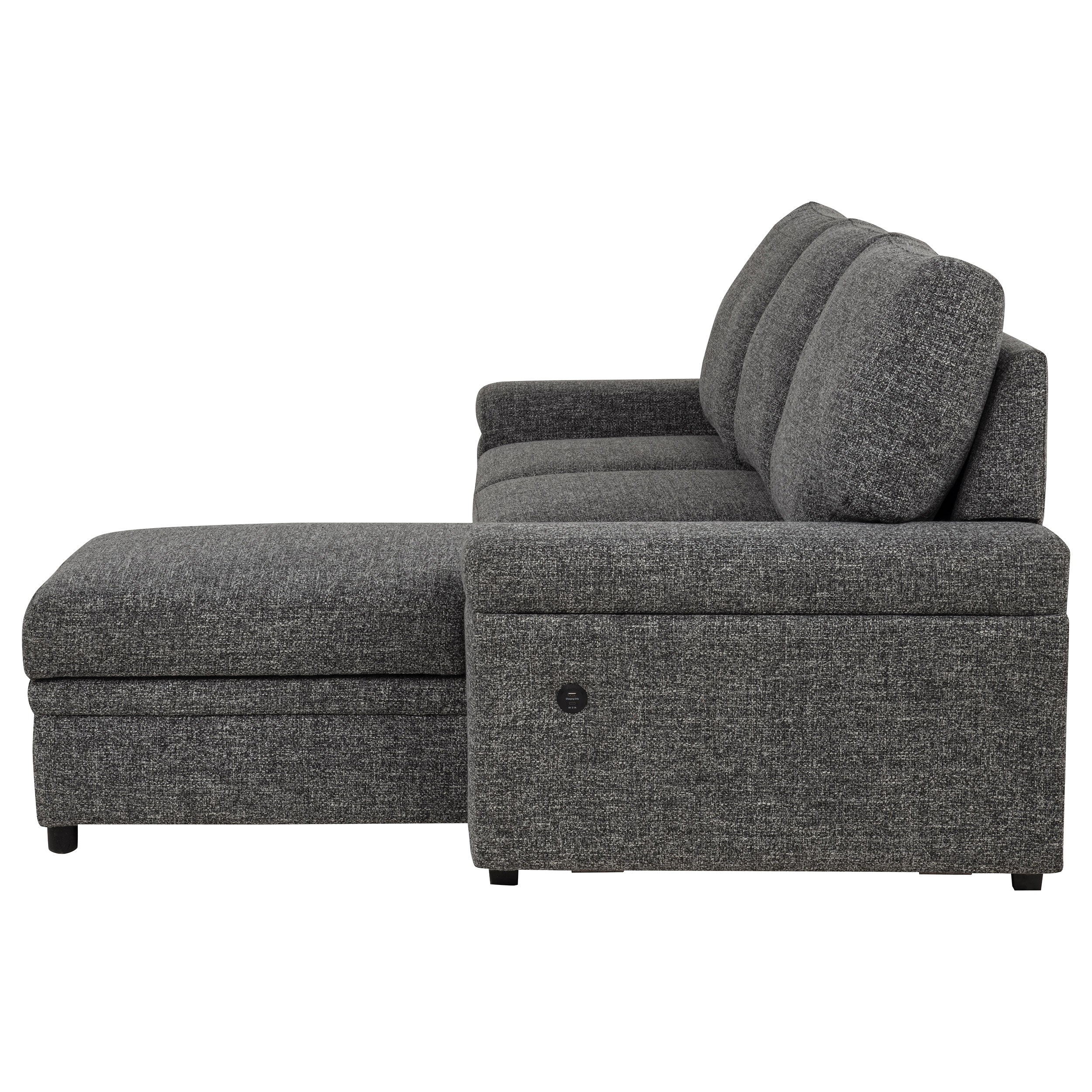 Demko Sleeper Sectional Sofa with Speaker and Storage Chaise Granite — view 13