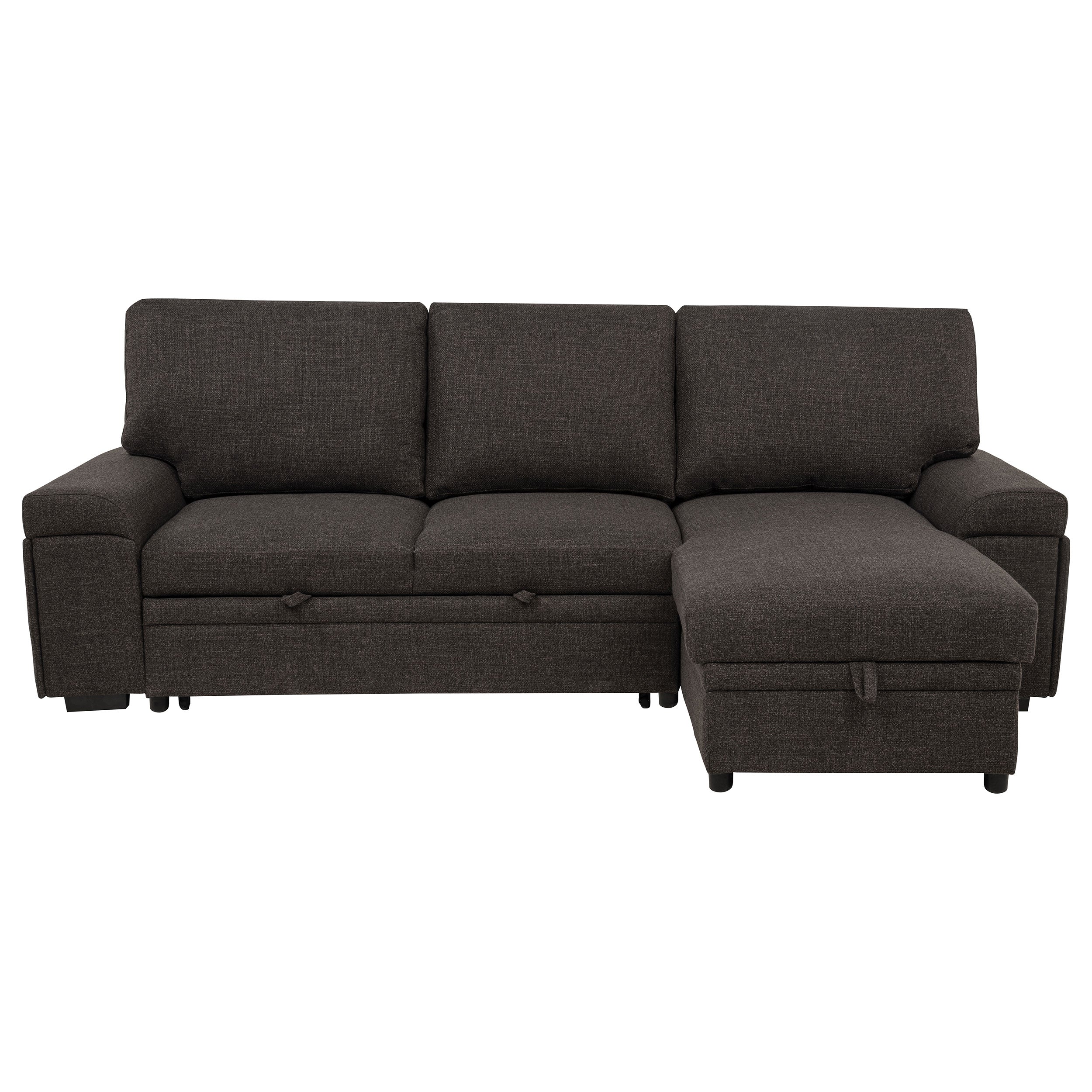 Demko Sleeper Sectional Sofa with Speaker and Storage Chaise Brown — view 8
