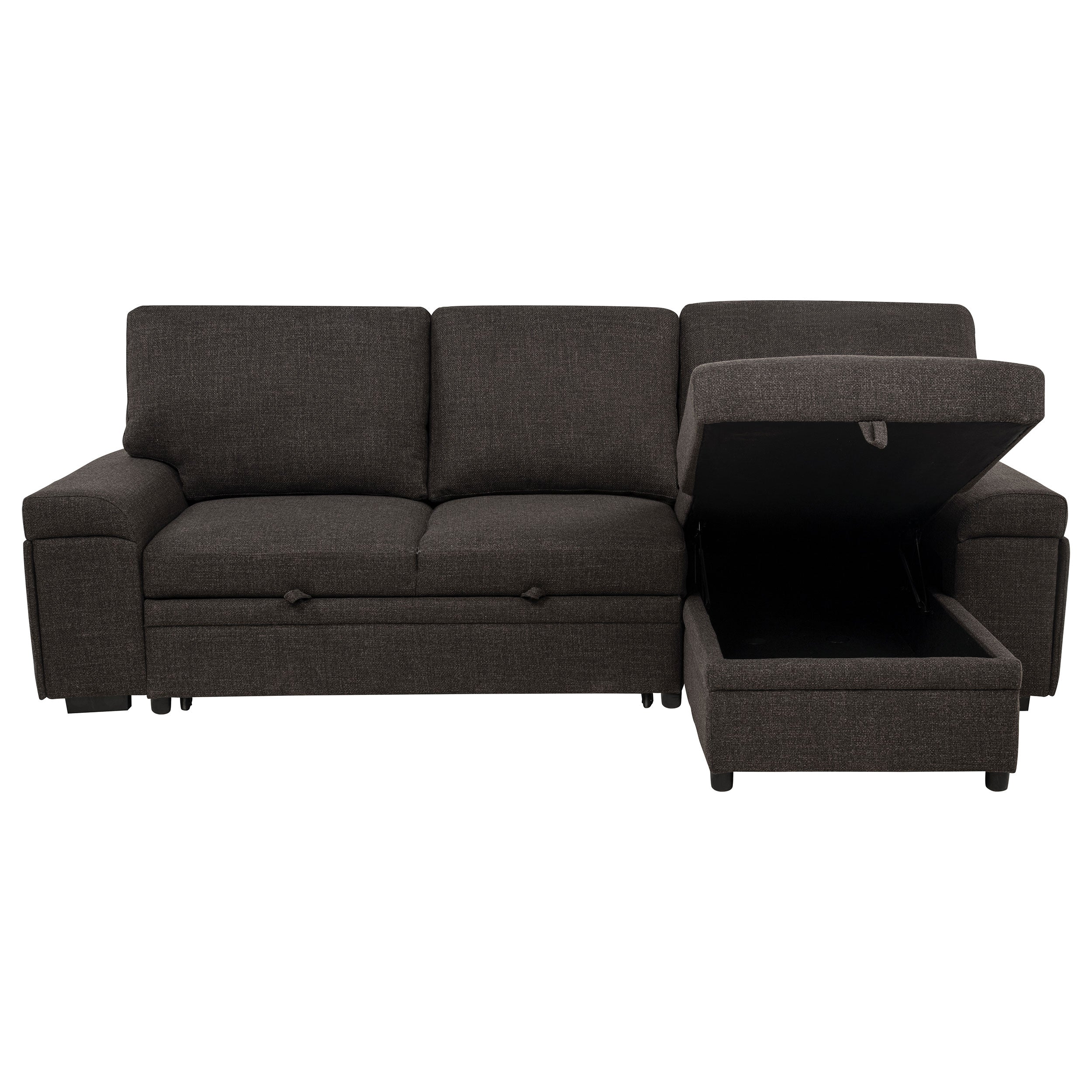 Demko Sleeper Sectional Sofa with Speaker and Storage Chaise Brown — view 9