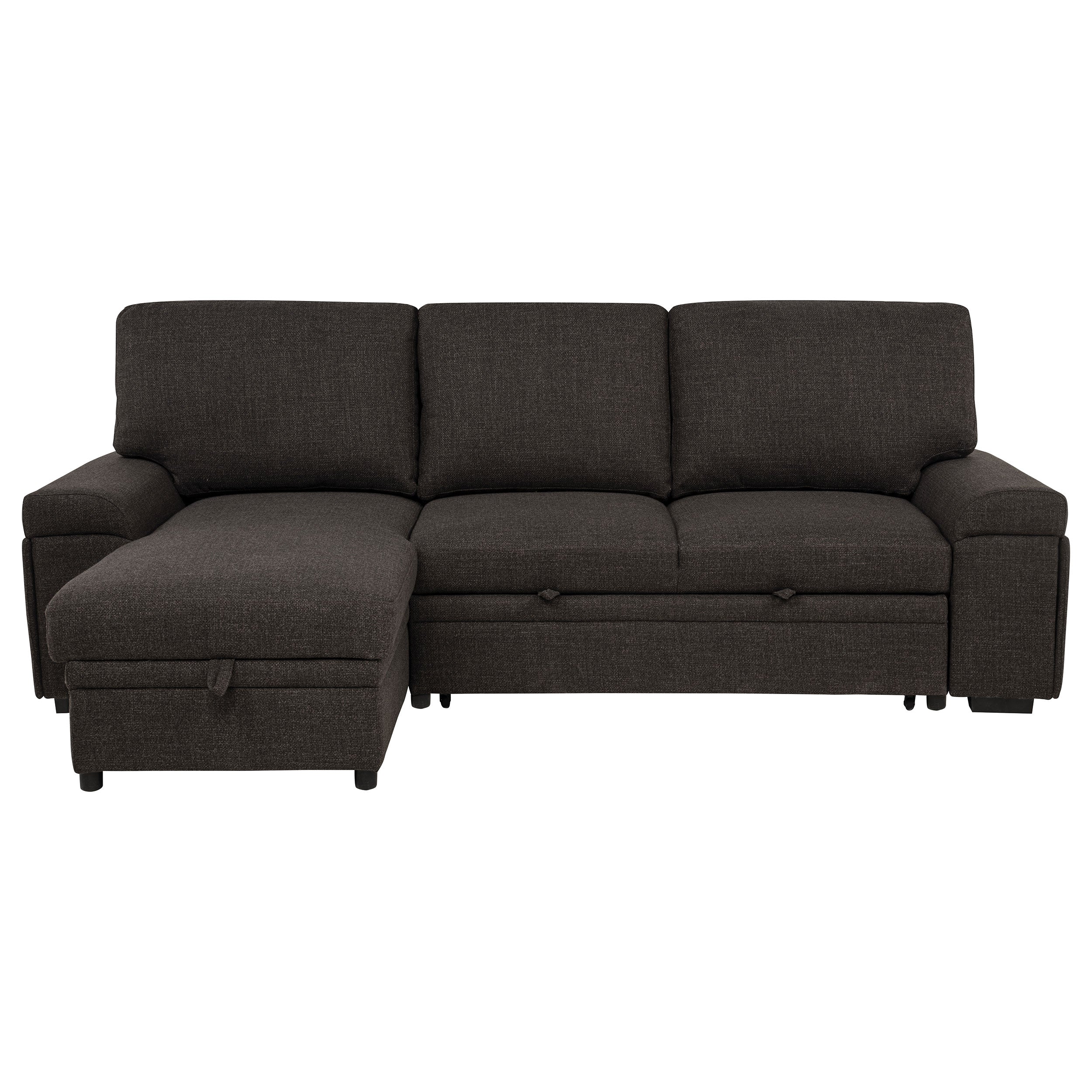 Demko Sleeper Sectional Sofa with Speaker and Storage Chaise Brown — view 11