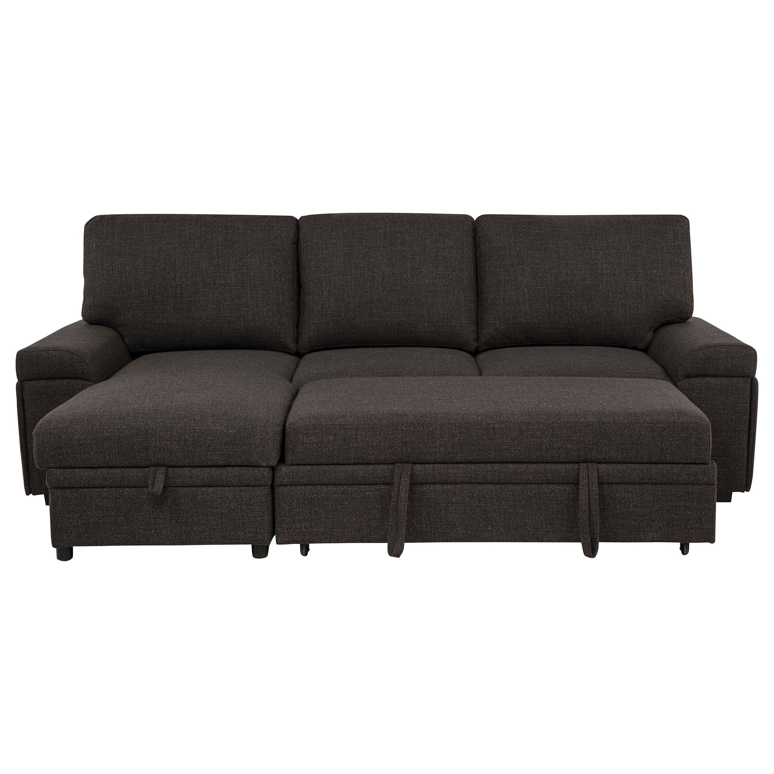Demko Sleeper Sectional Sofa with Speaker and Storage Chaise Brown — view 12