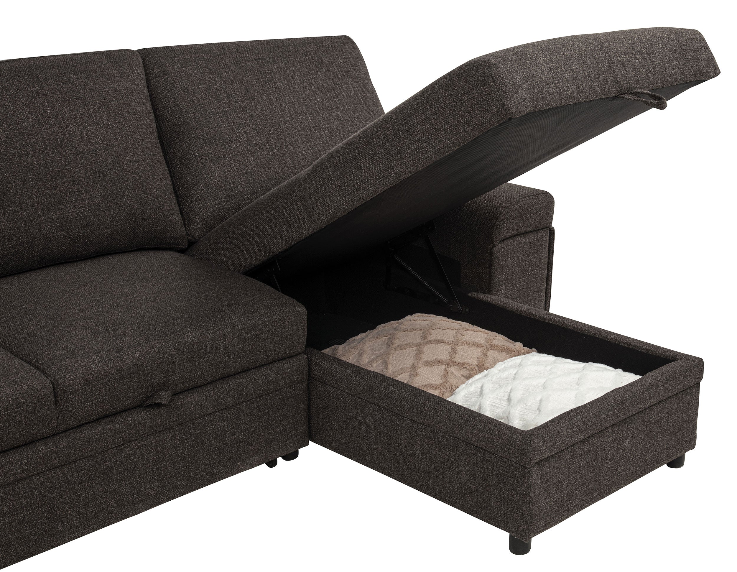 Demko Sleeper Sectional Sofa with Speaker and Storage Chaise Brown — view 16