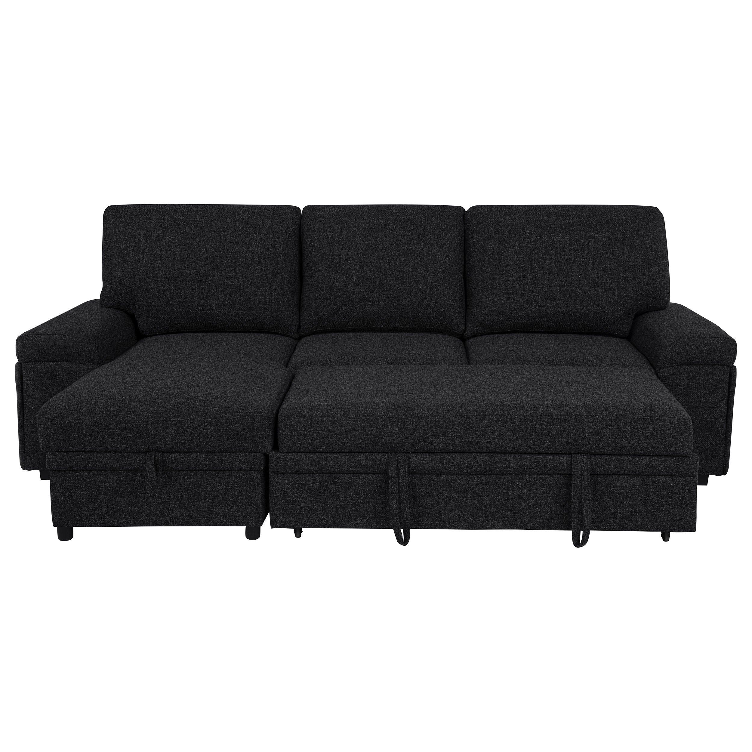 Demko Sleeper Sectional Sofa with Speaker and Storage Chaise Black — view 12
