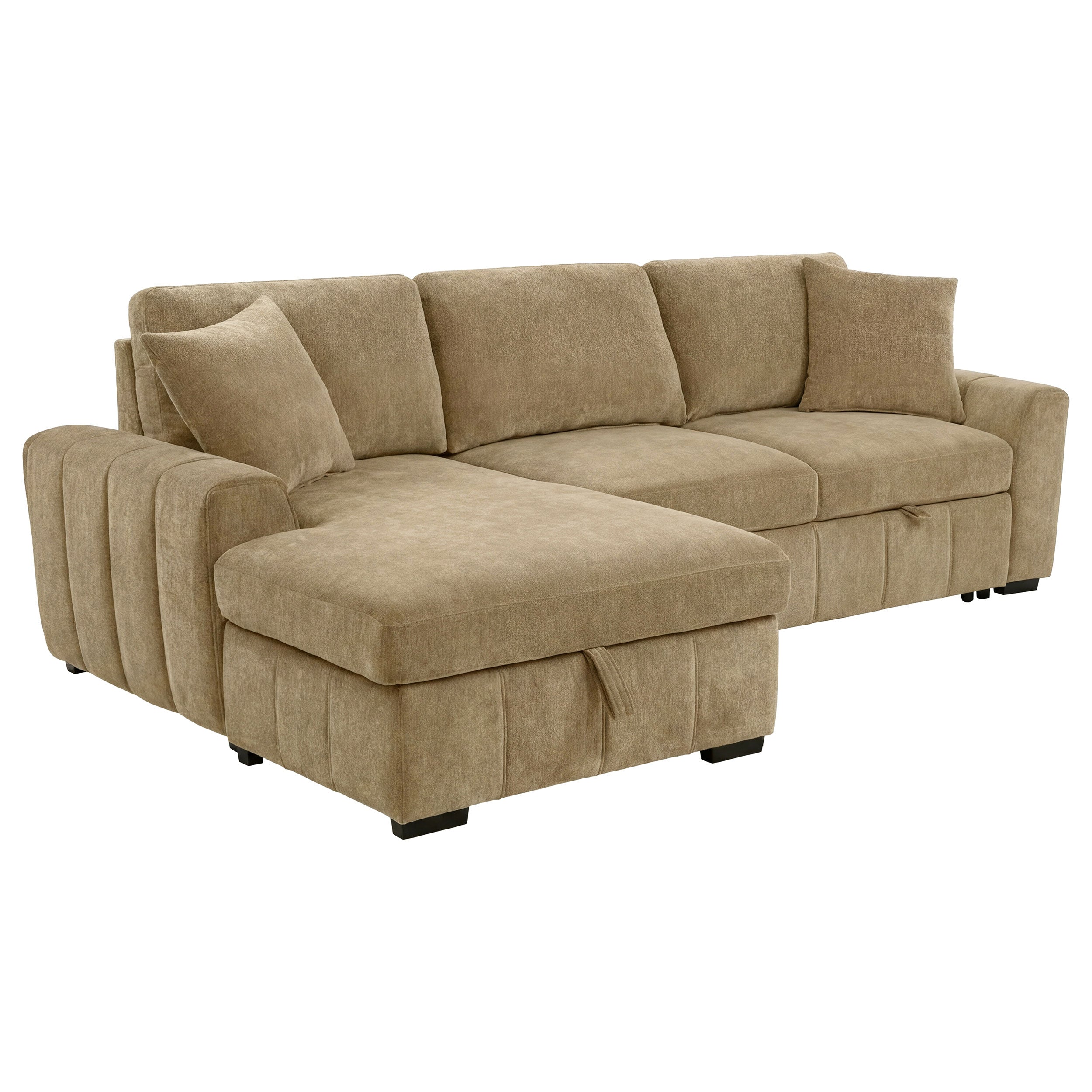Pastrana Upholstered Sleeper Sectional Sofa LAF Chaise Camel — view 2