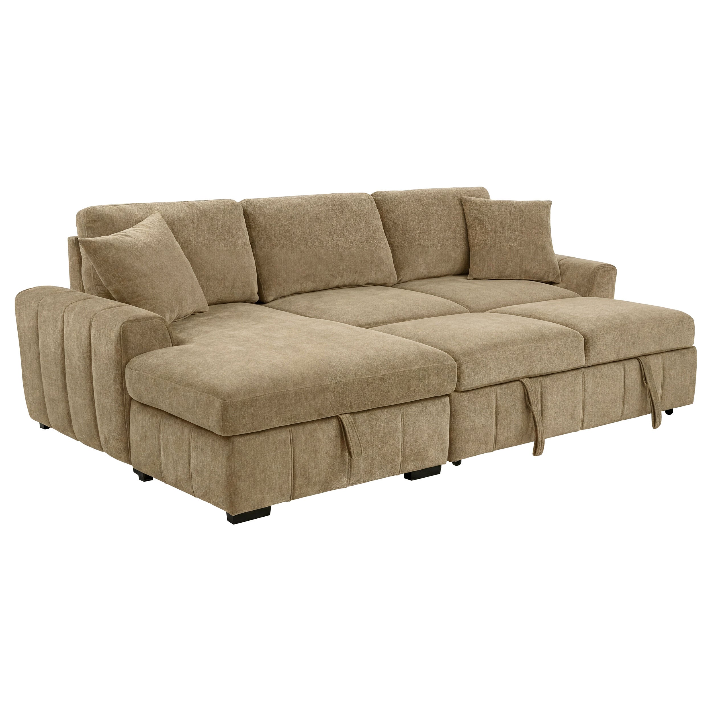 Pastrana Upholstered Sleeper Sectional Sofa LAF Chaise Camel — view 3