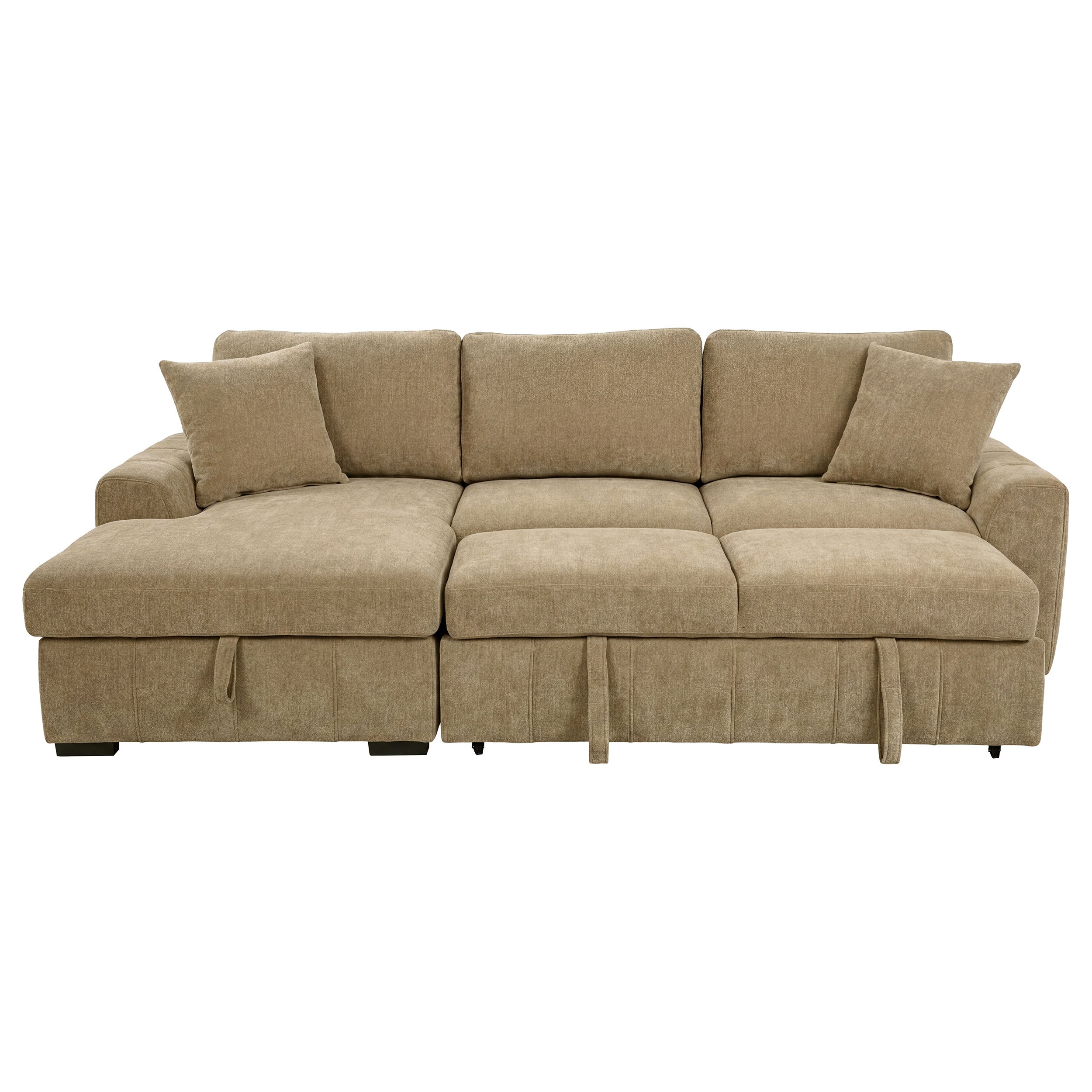 Pastrana Upholstered Sleeper Sectional Sofa LAF Chaise Camel — view 5