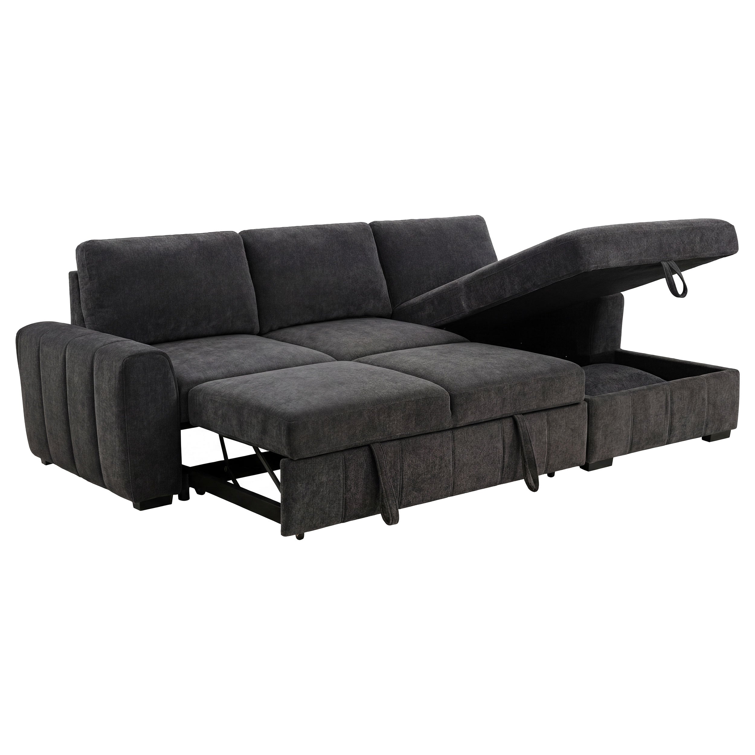 Pastrana Upholstered Sleeper Sectional Sofa RAF Chaise Grey — view 1