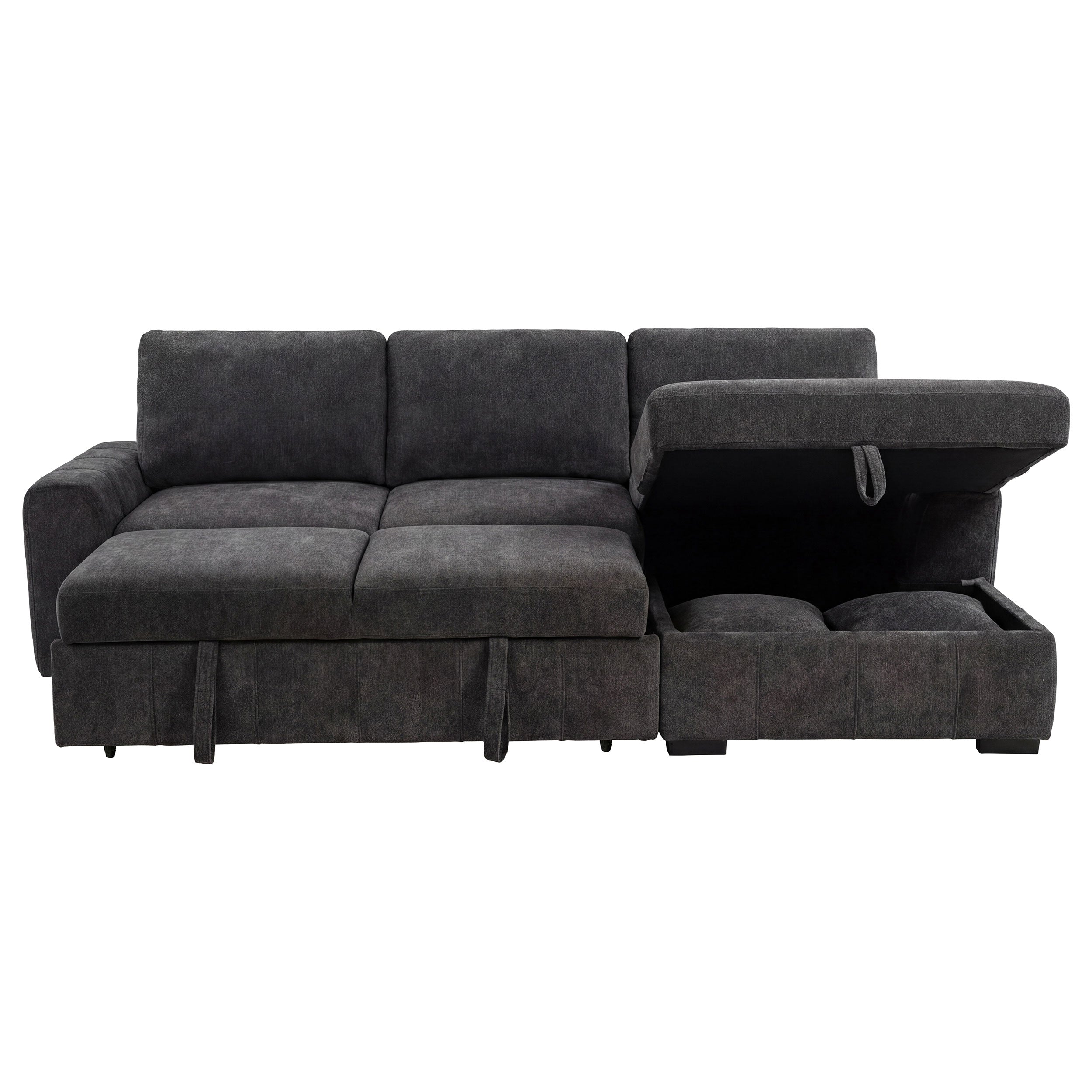 Pastrana Upholstered Sleeper Sectional Sofa RAF Chaise Grey — view 6