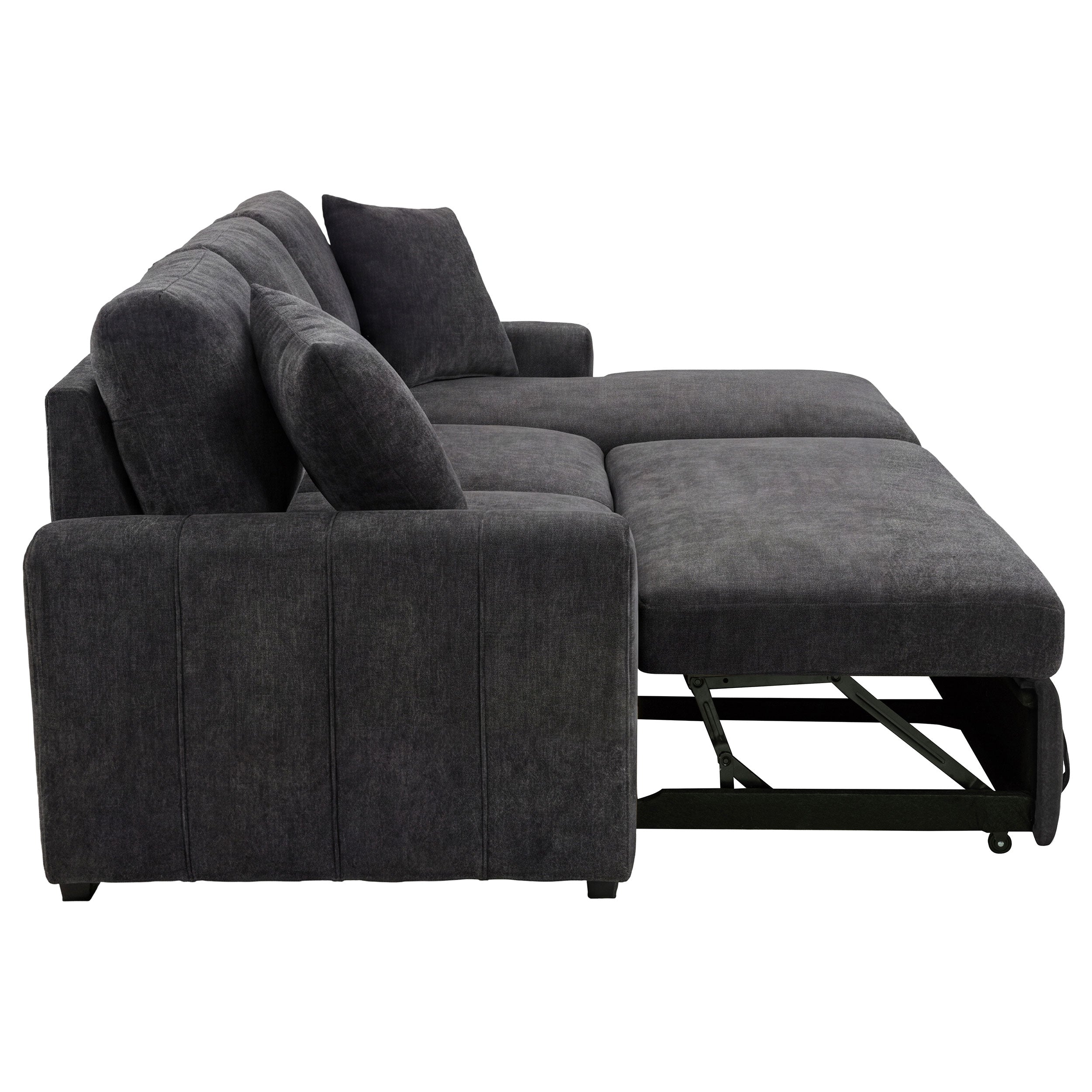 Pastrana Upholstered Sleeper Sectional Sofa RAF Chaise Grey — view 10