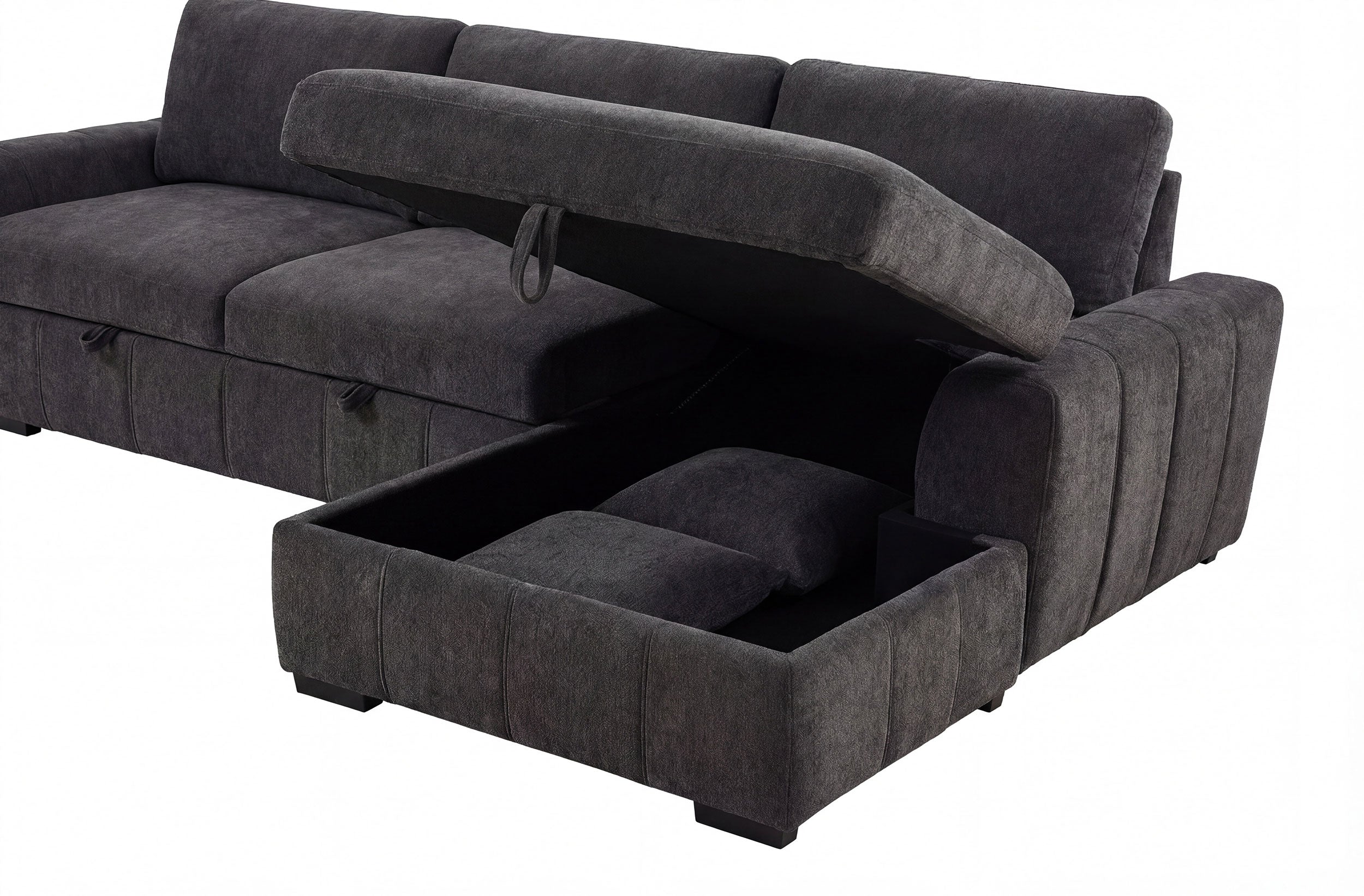 Pastrana Upholstered Sleeper Sectional Sofa RAF Chaise Grey — view 11