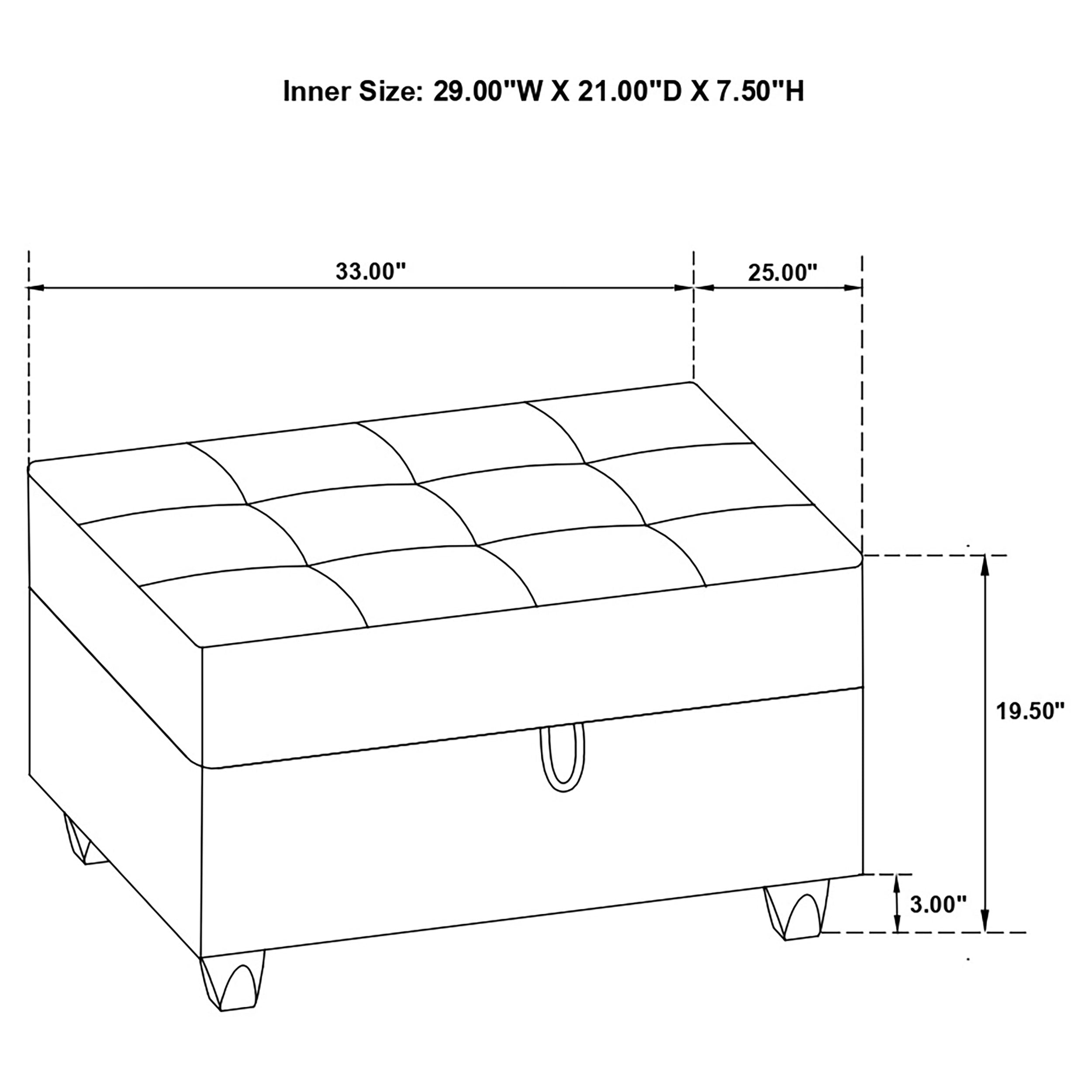 Stonenesse Rectangular Upholstered Storage Ottoman Grey — view 9