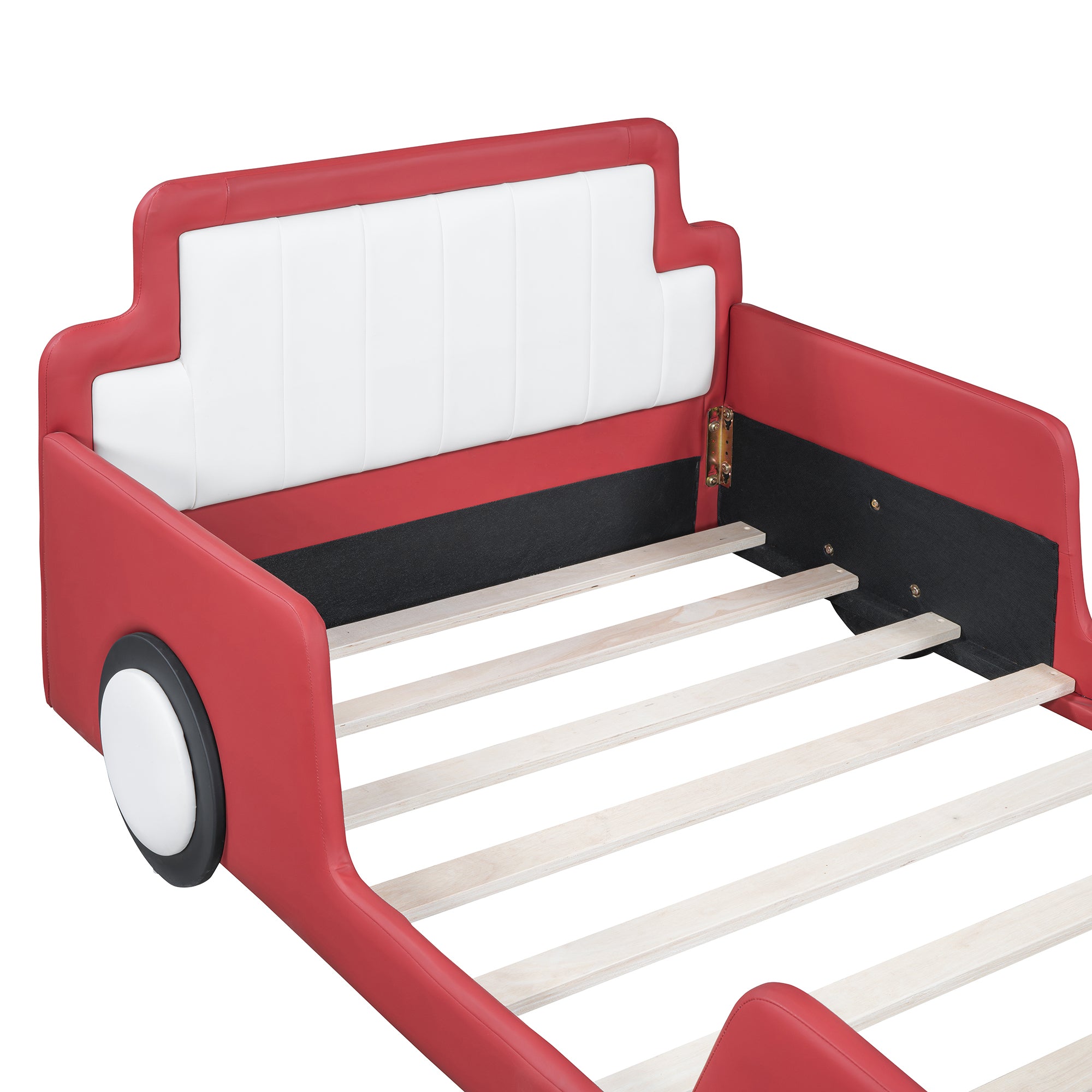 Twin Size Race Car-Shaped Platform Bed with Wheels,Red - Atlantic Fine Furniture Melbourne FL
