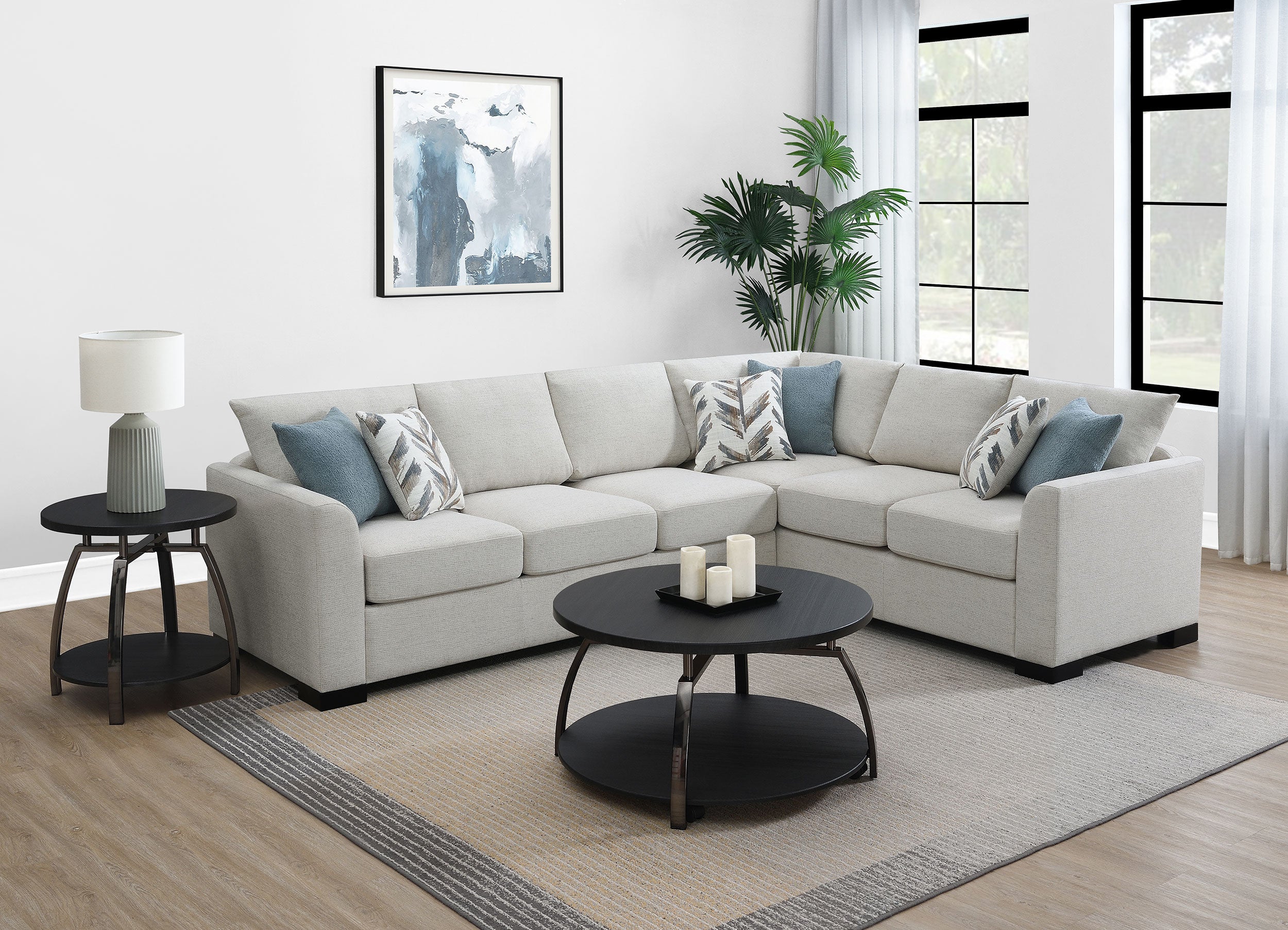 Ashford Chenille Upholstered Sleeper Sectional Sofa Greige — view 2
