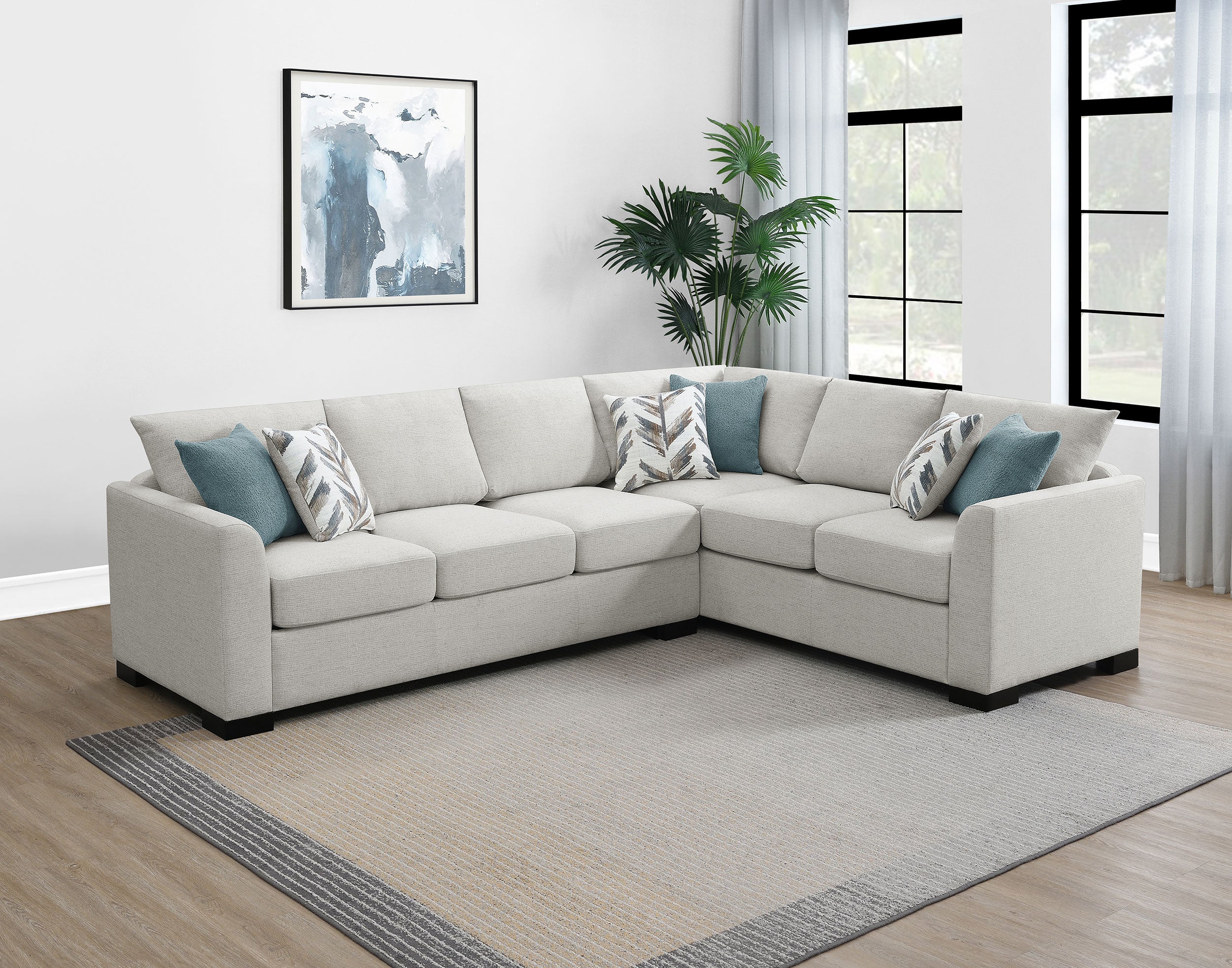 Ashford Chenille Upholstered Sleeper Sectional Sofa Greige — view 4