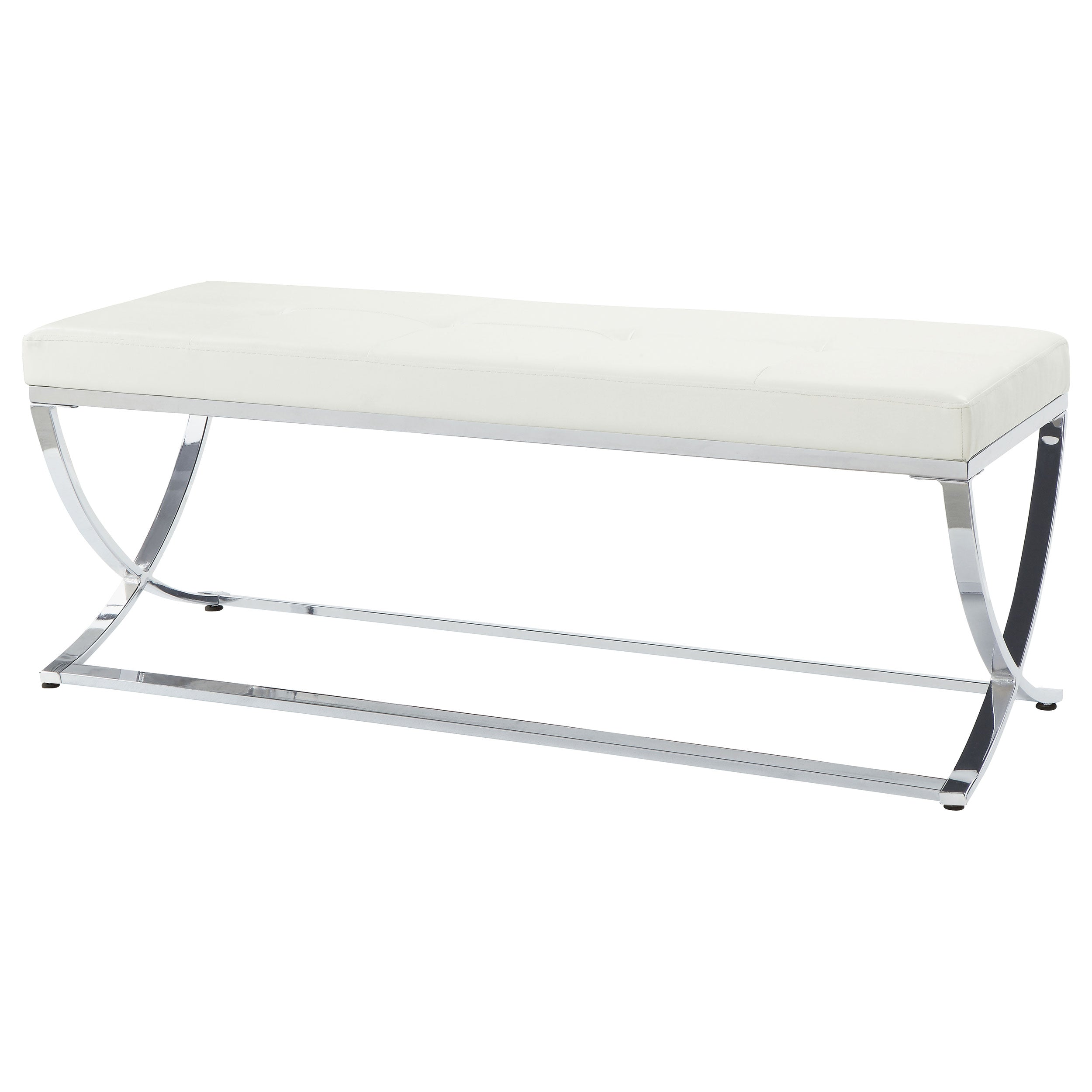 Walton Leatherette Upholstered Tufted Accent Bench White — view 3