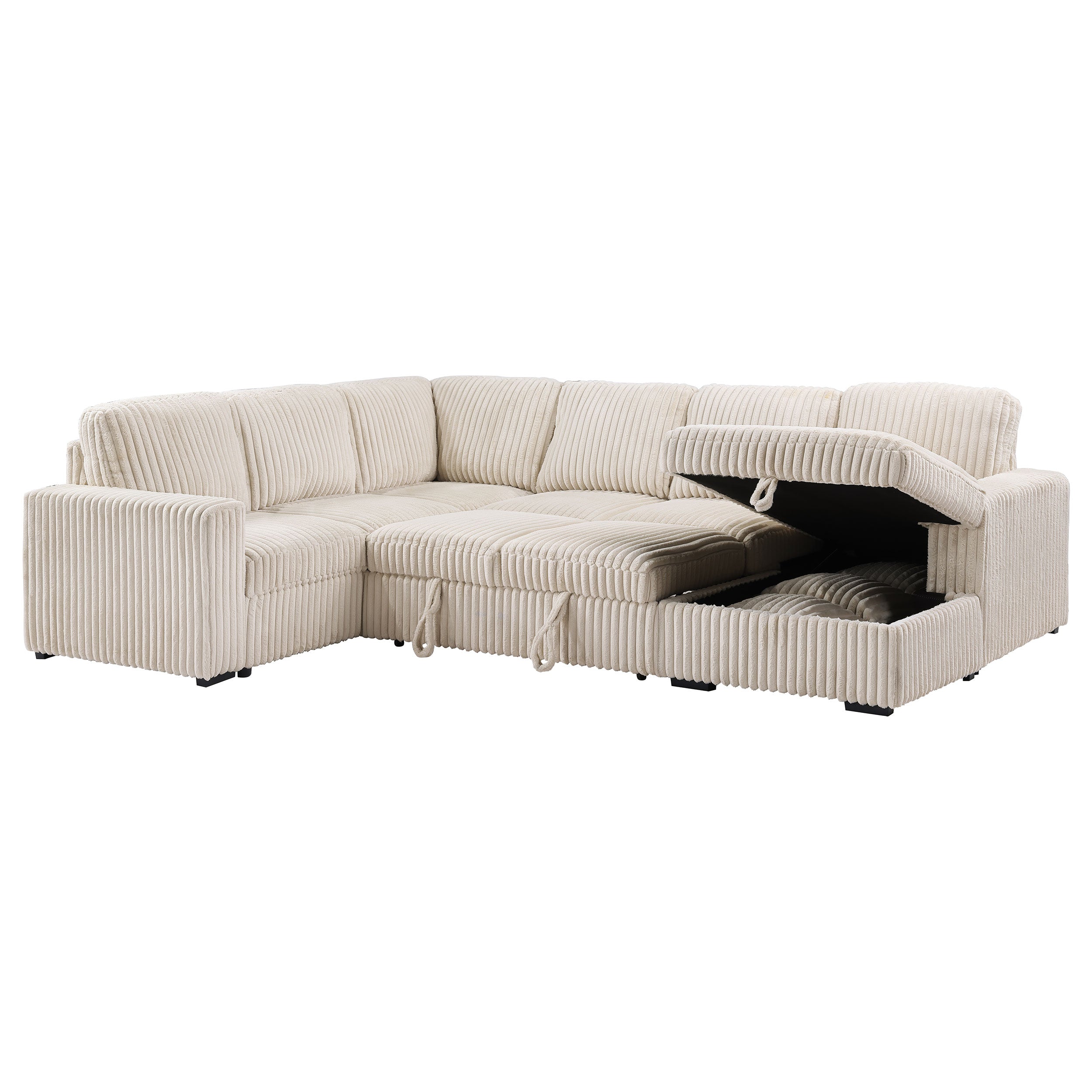 Devonshire Sleeper Sectional Sofa Storage Chaise Camel — view 8
