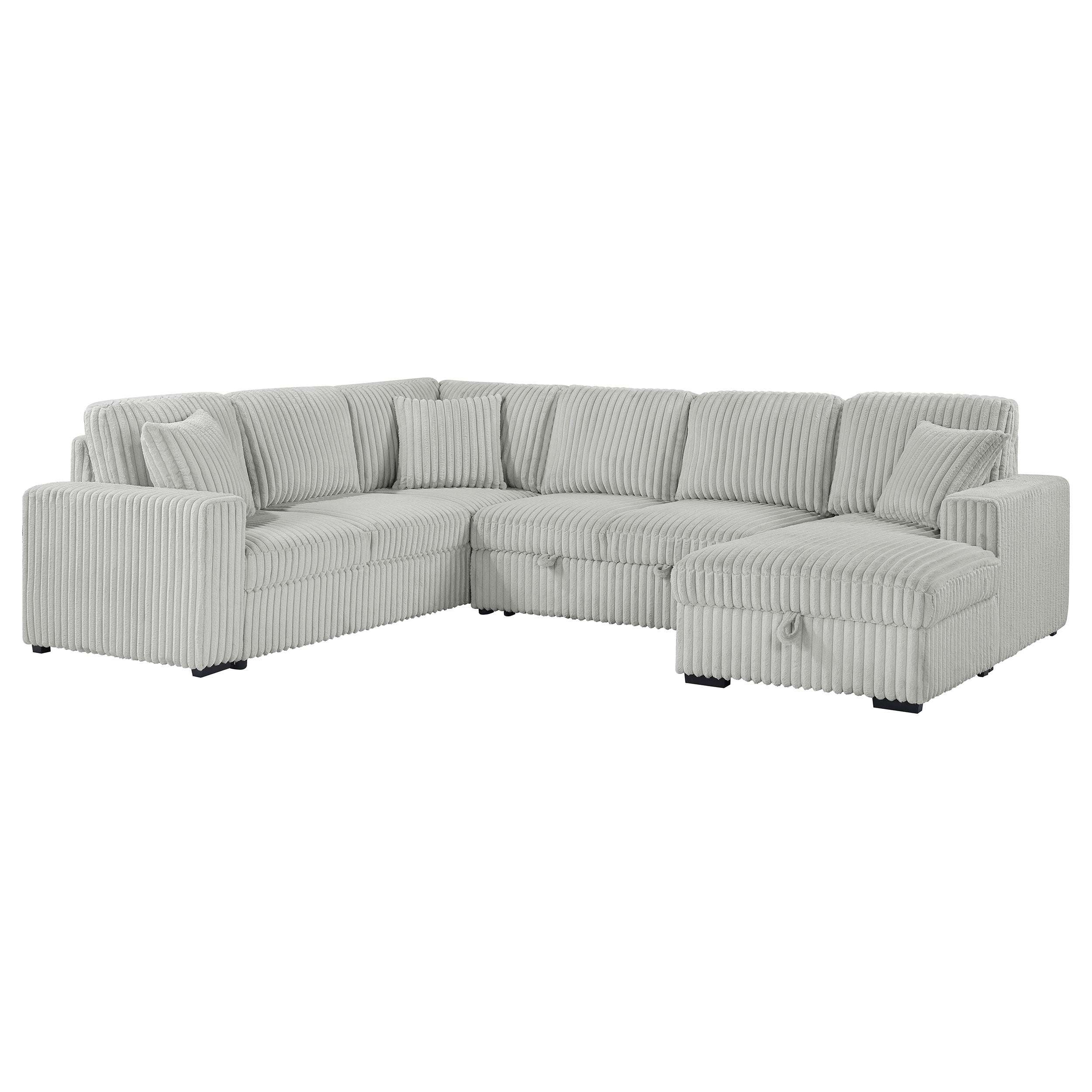 Devonshire Sleeper Sectional Sofa Storage Chaise Grey — view 1