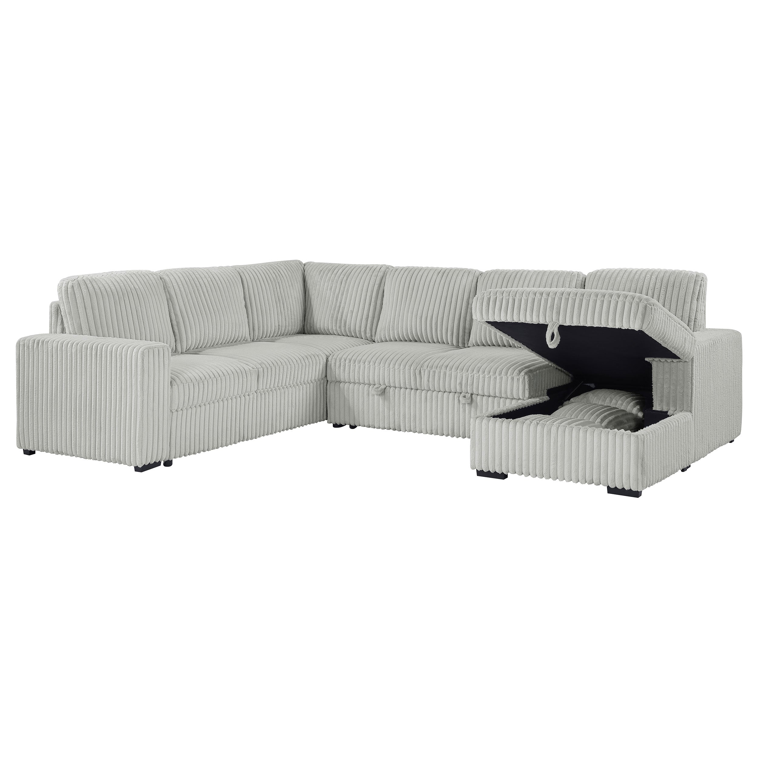 Devonshire Sleeper Sectional Sofa Storage Chaise Grey — view 6