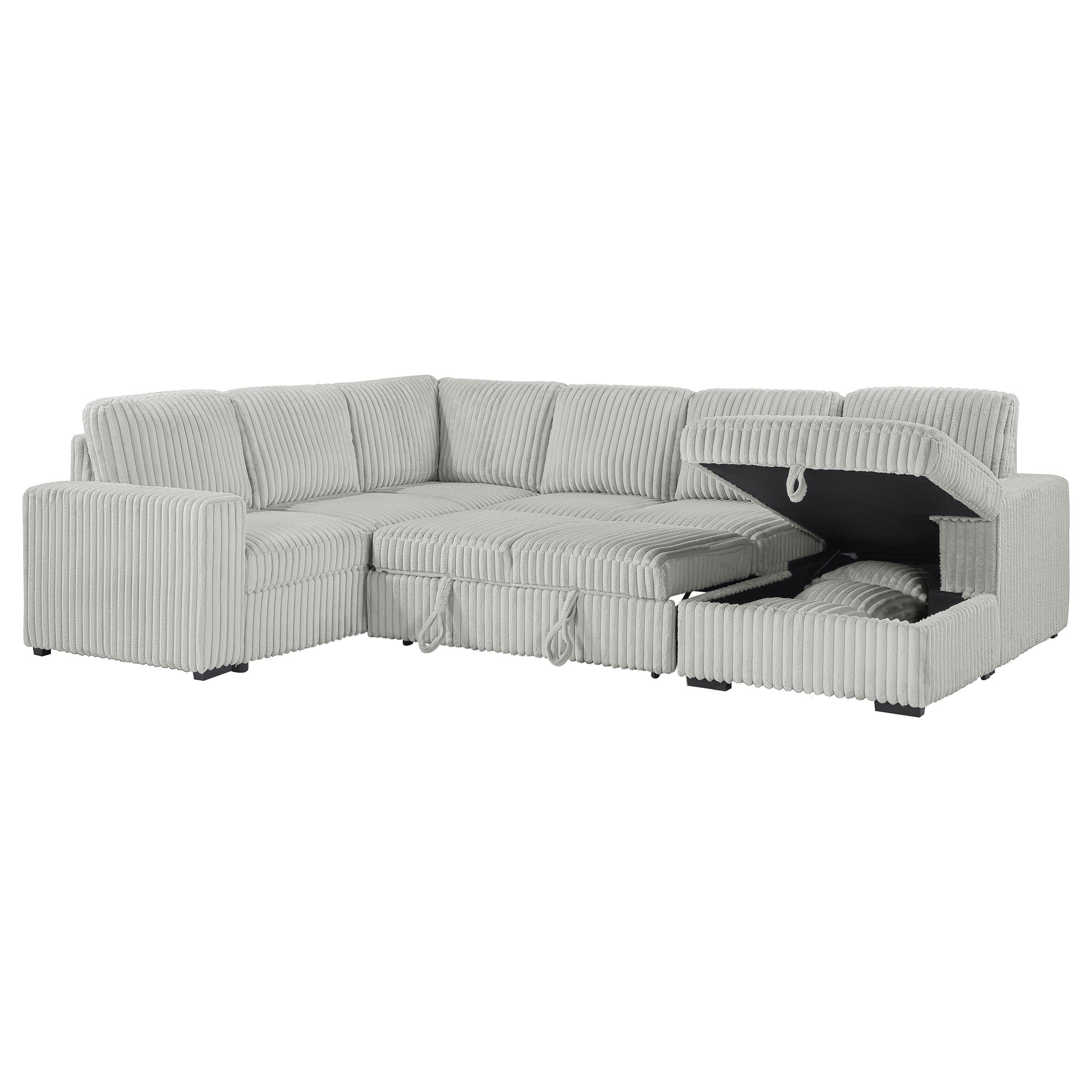 Devonshire Sleeper Sectional Sofa Storage Chaise Grey — view 8