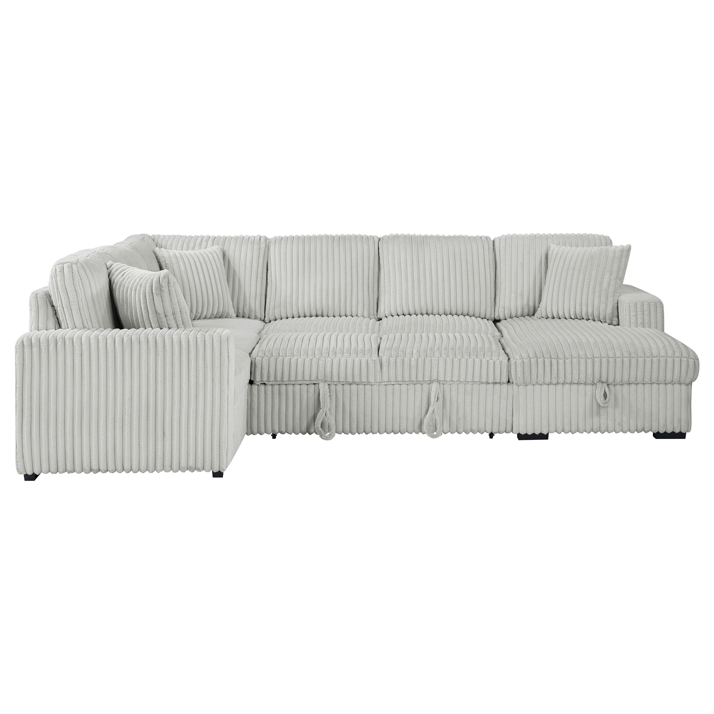 Devonshire Sleeper Sectional Sofa Storage Chaise Grey — view 10