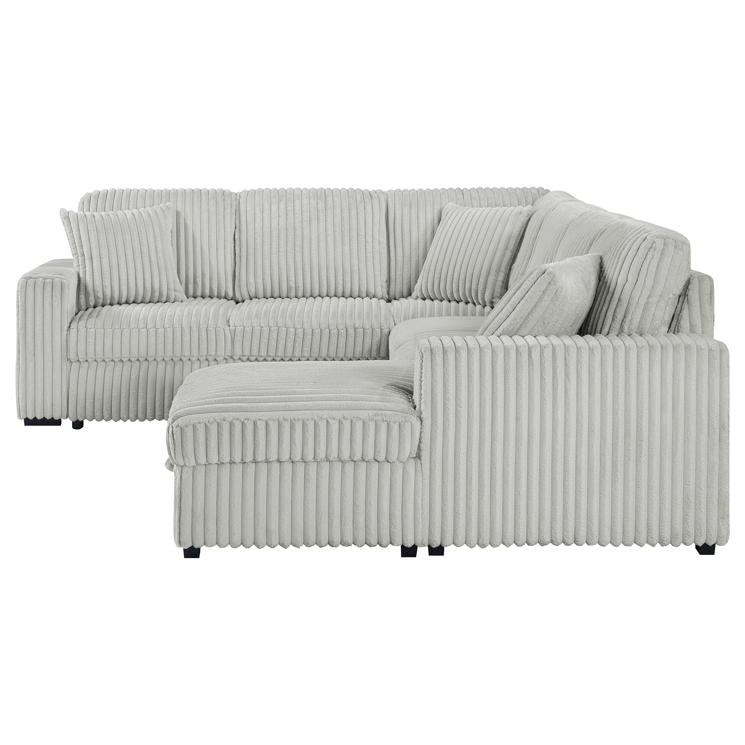 Devonshire Sleeper Sectional Sofa Storage Chaise Grey — view 12