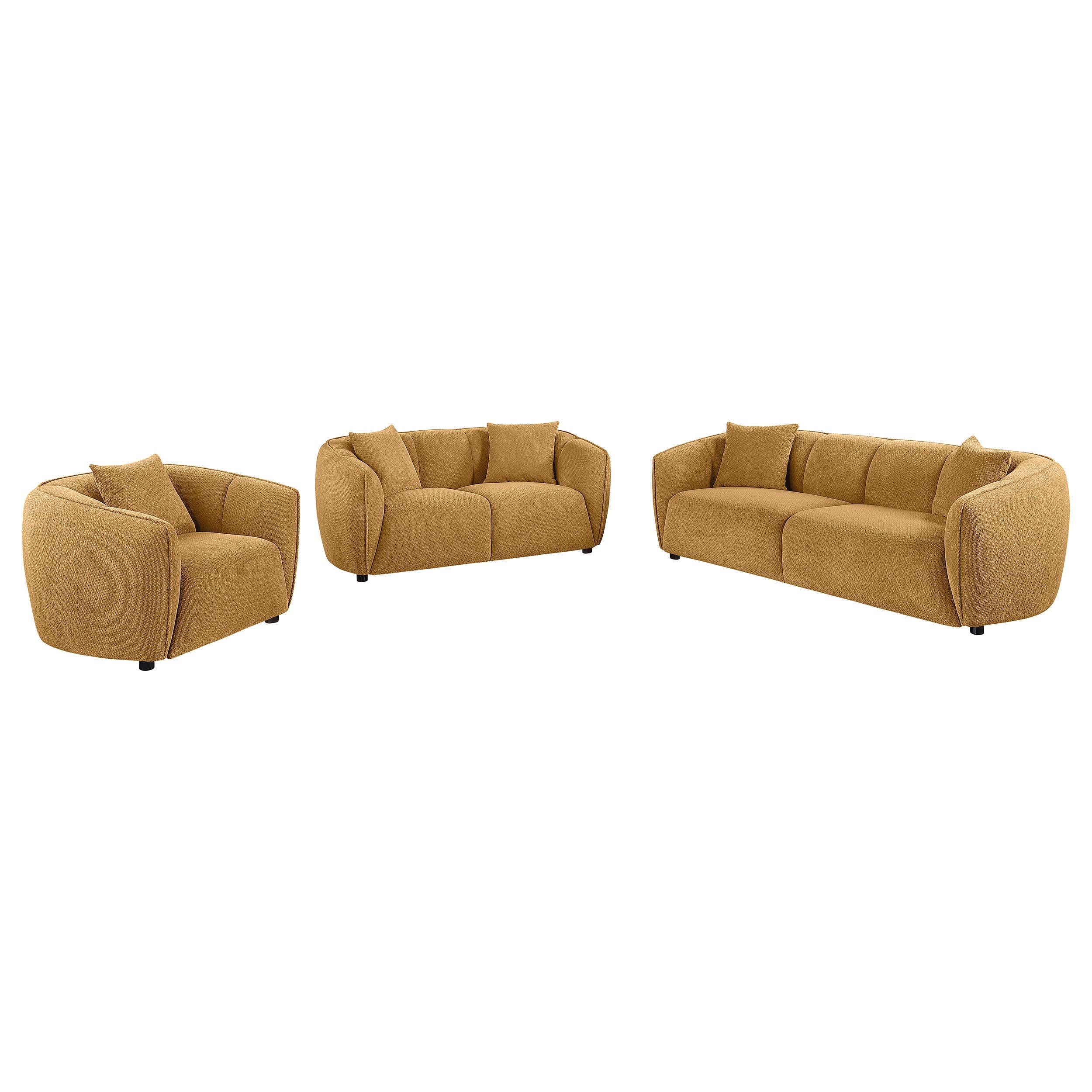 Aleisha 3-piece Fabric Upholstered Sofa Set Mustard Yellow — view 1