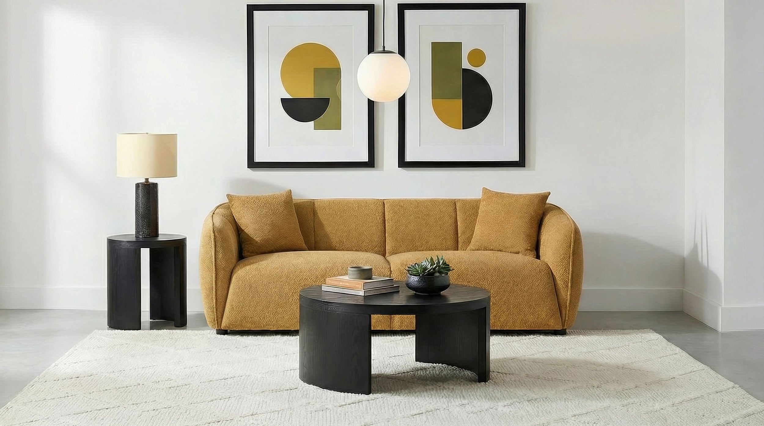 Aleisha Fabric Upholstered Sofa Mustard Yellow — view 2