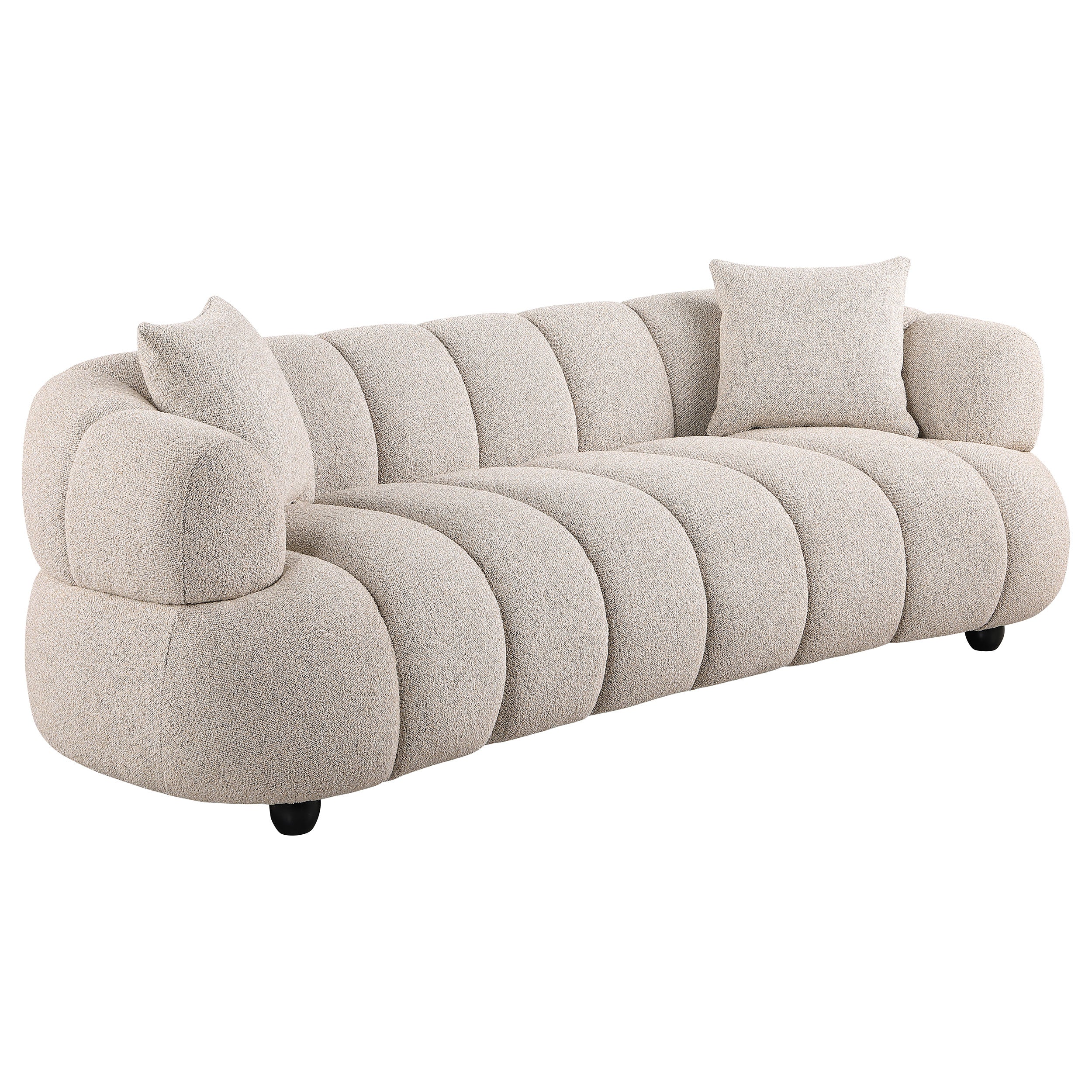 Whitney Contemporary Channel Tufted Woven Fabric Upholstered Sofa — view 1