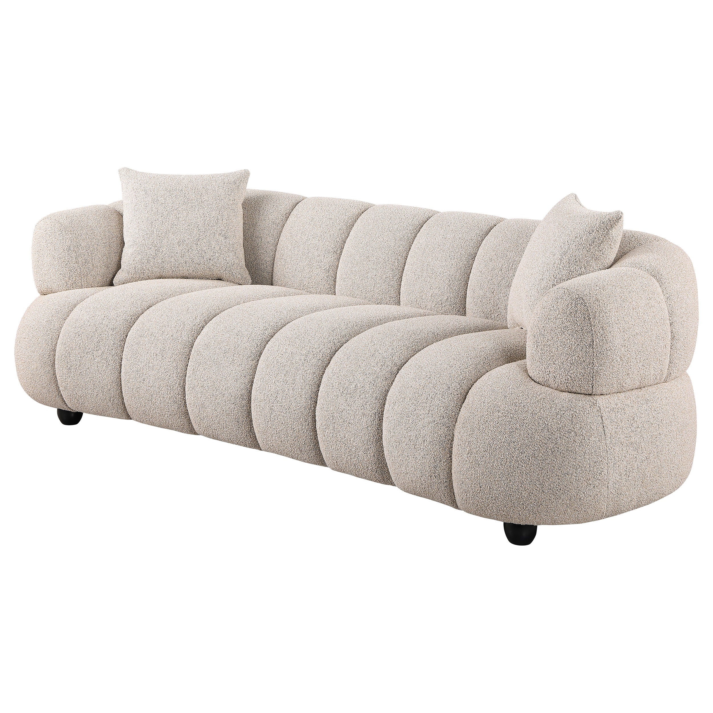 Whitney Contemporary Channel Tufted Woven Fabric Upholstered Sofa — view 4