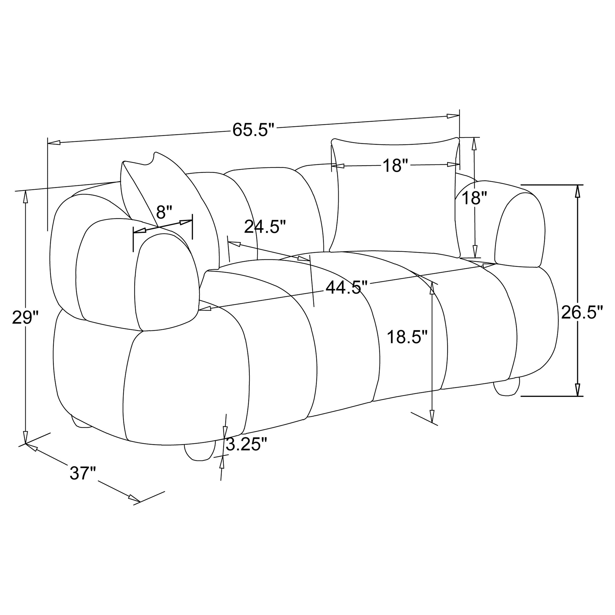 Whitney Contemporary Channel Tufted Woven Fabric Upholstered Loveseat — view 11