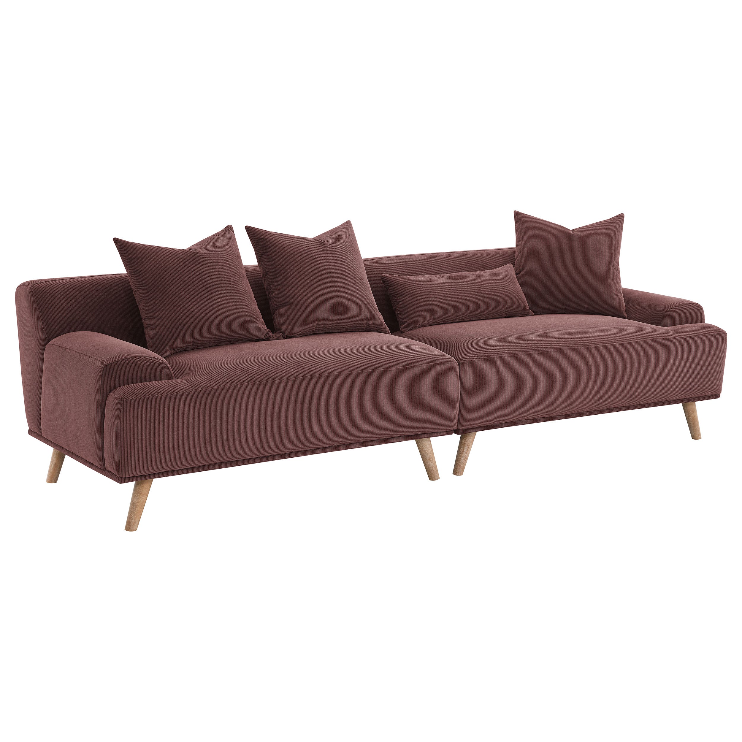 Elizabeth Corduroy Upholstered Extra Long Sofa Wine Red — view 1
