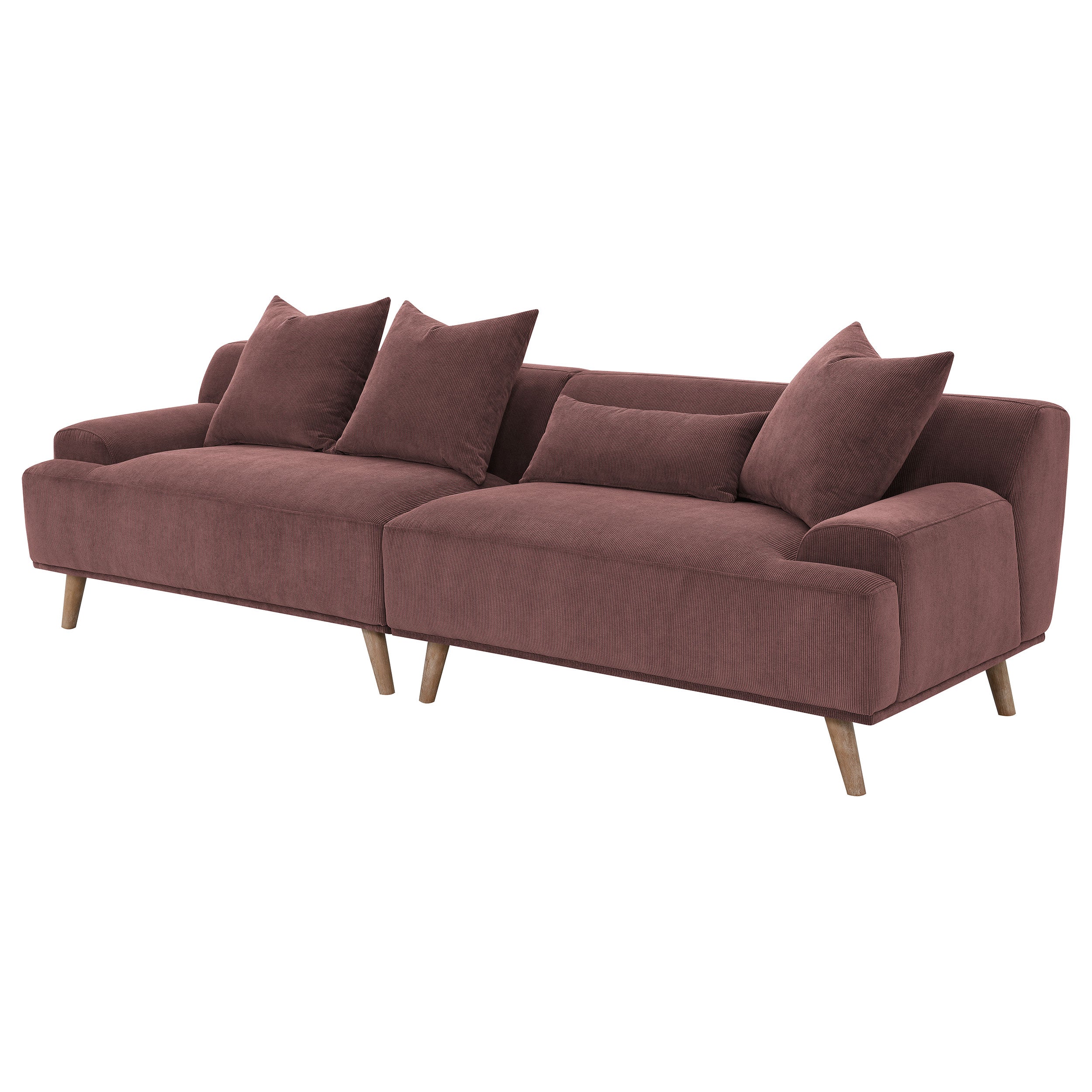 Elizabeth Corduroy Upholstered Extra Long Sofa Wine Red — view 4