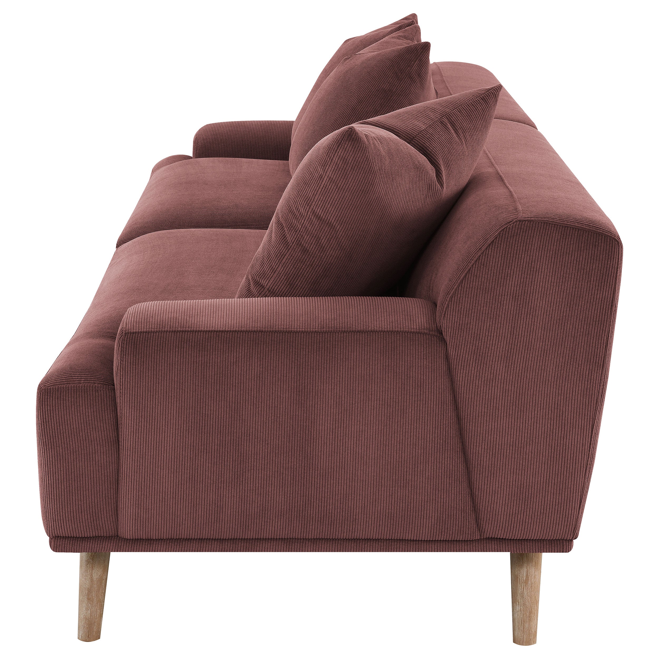 Elizabeth Corduroy Upholstered Extra Long Sofa Wine Red — view 5
