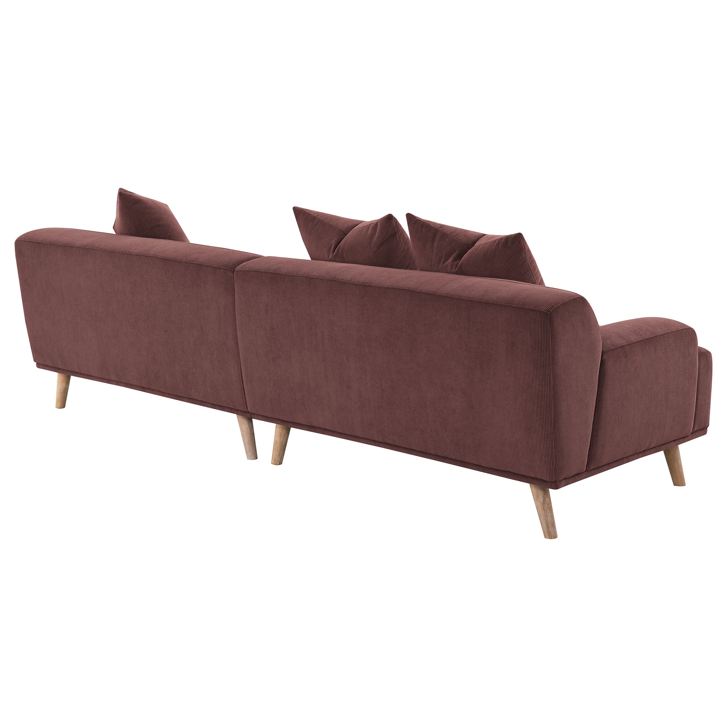 Elizabeth Corduroy Upholstered Extra Long Sofa Wine Red — view 7