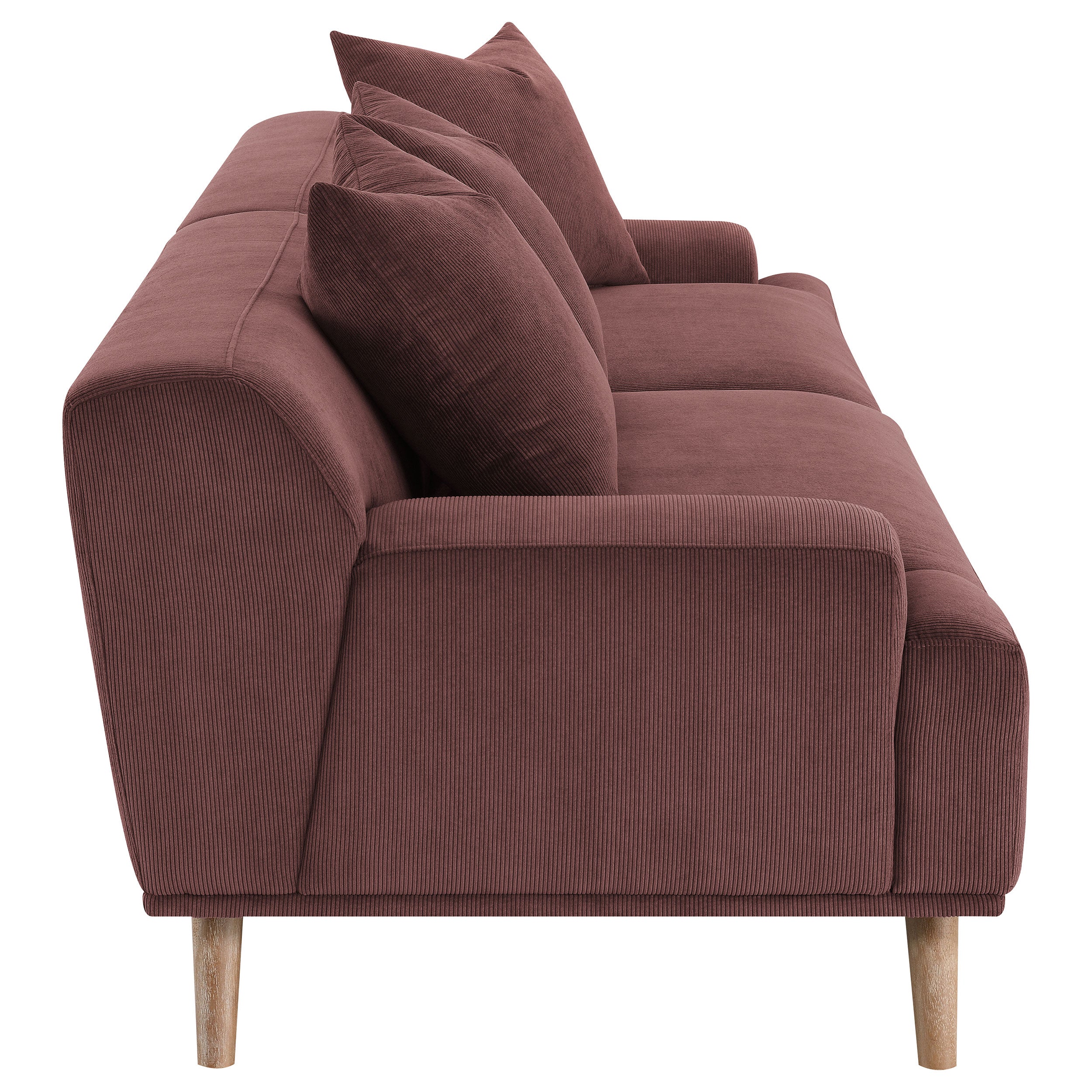 Elizabeth Corduroy Upholstered Extra Long Sofa Wine Red — view 8