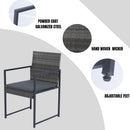 9 Pieces Patio Dining Sets Outdoor Space Saving Rattan Chairs With Glass Table Top Wicker And Cushion - Dark Gray