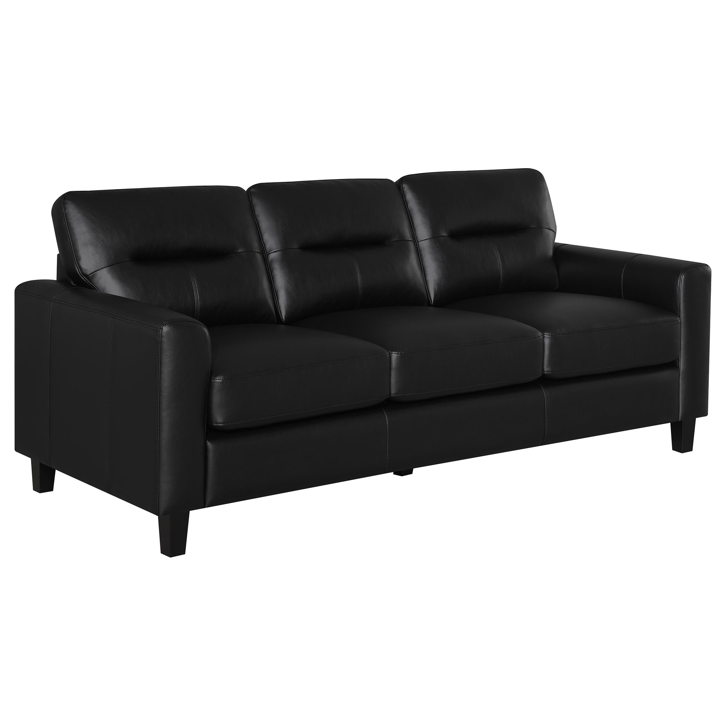 Scotland 2-piece Faux Leather Upholstered Sofa Set Black — view 3