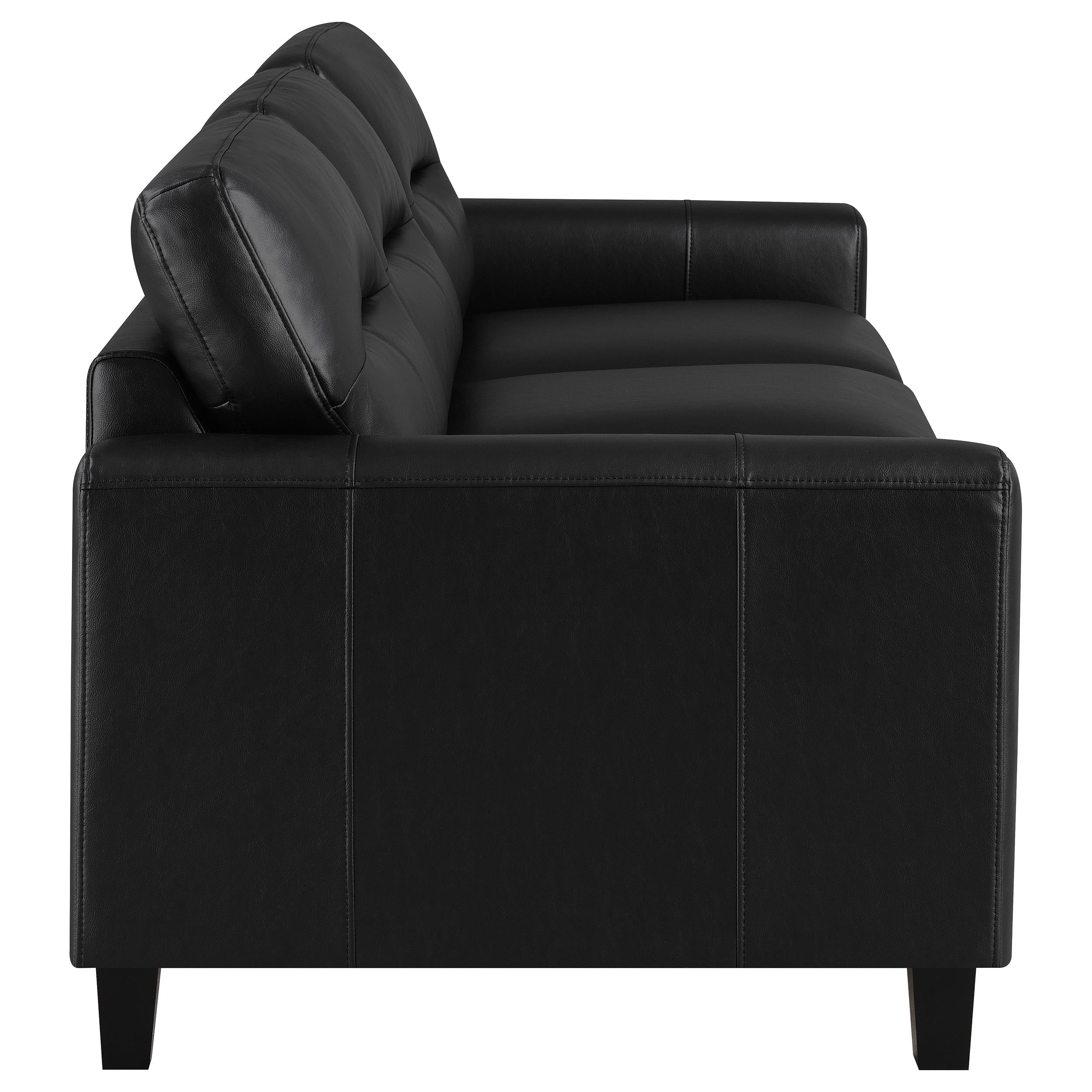 Scotland 2-piece Faux Leather Upholstered Sofa Set Black — view 6