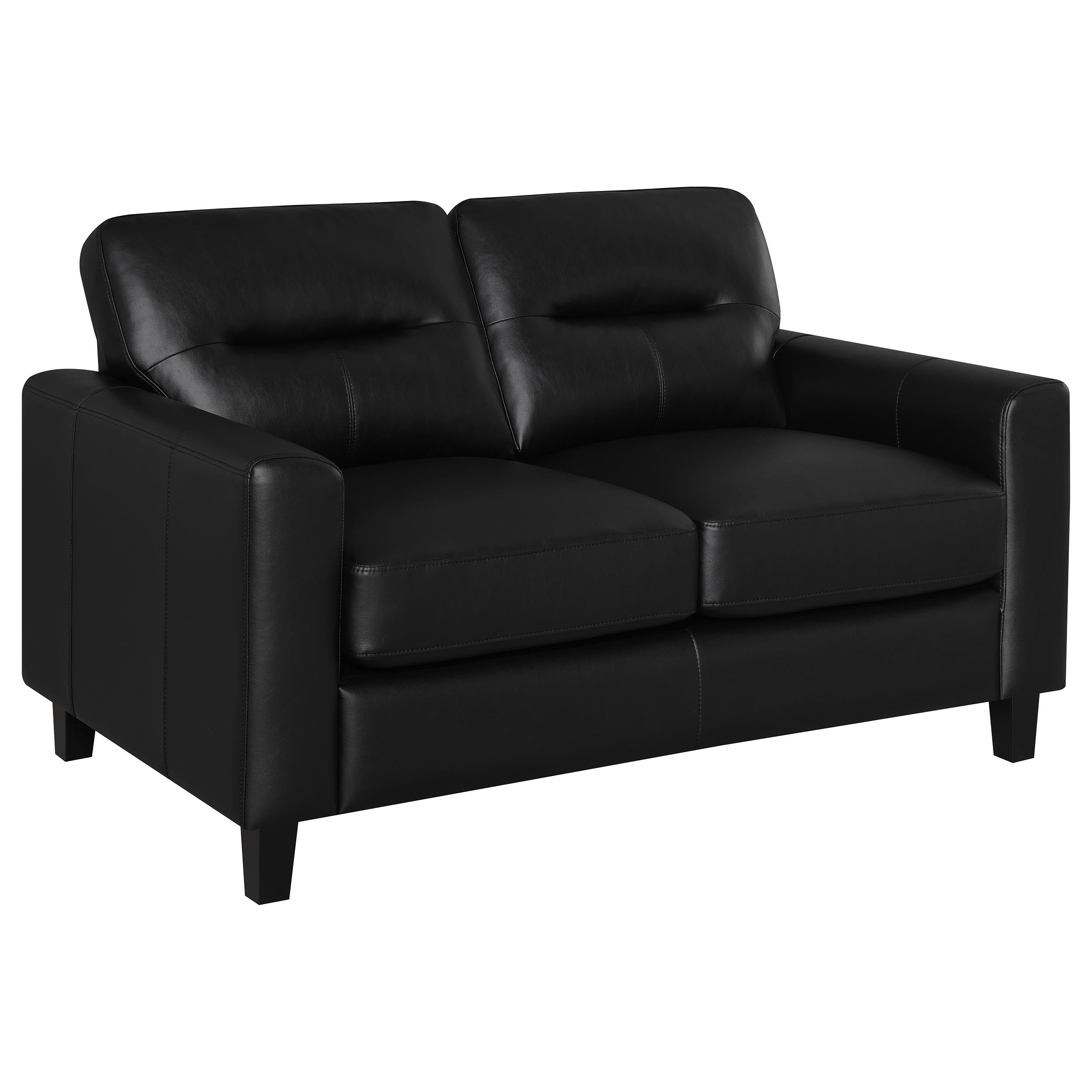 Scotland 3-piece Faux Leather Upholstered Sofa Set Black — view 7
