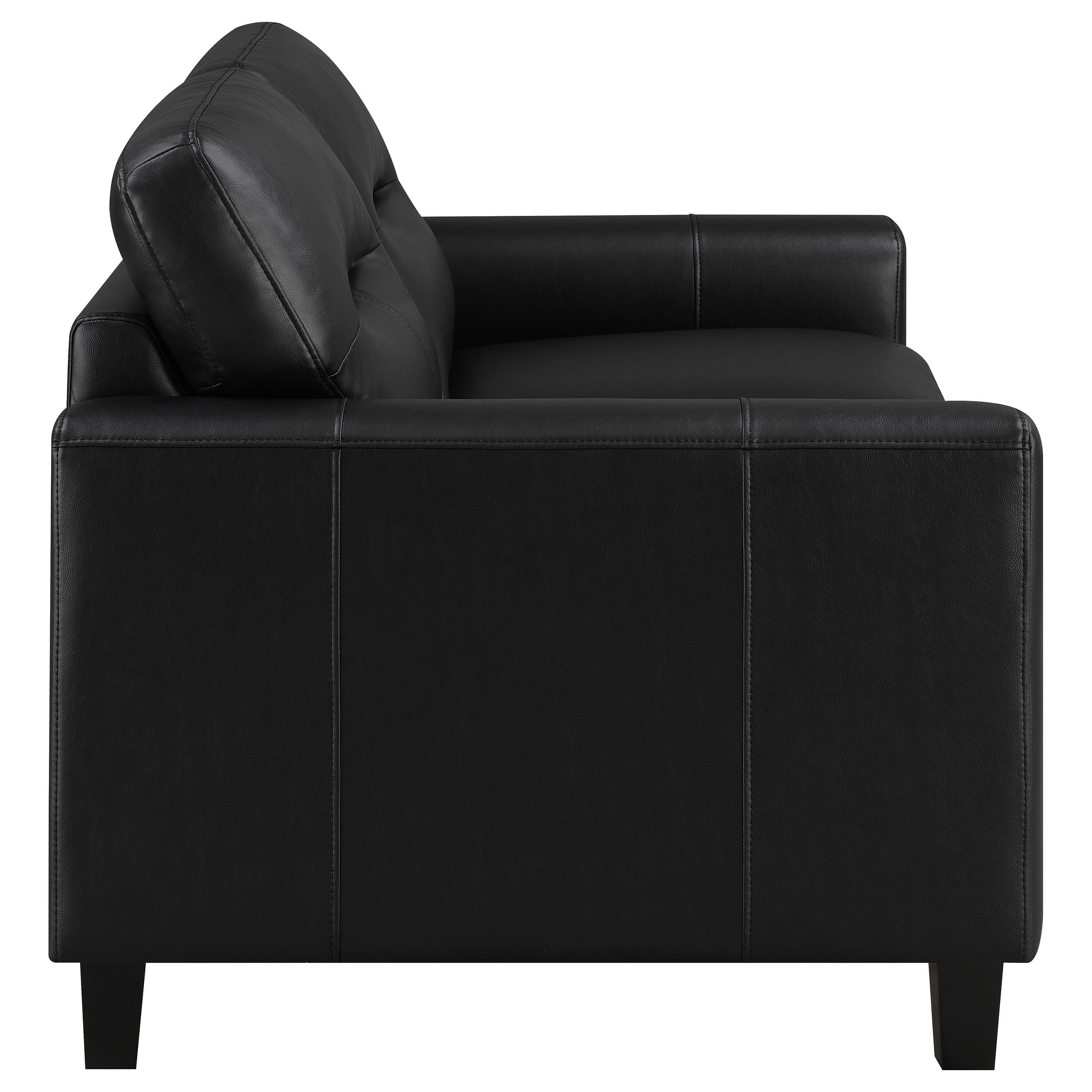 Scotland 3-piece Faux Leather Upholstered Sofa Set Black — view 10