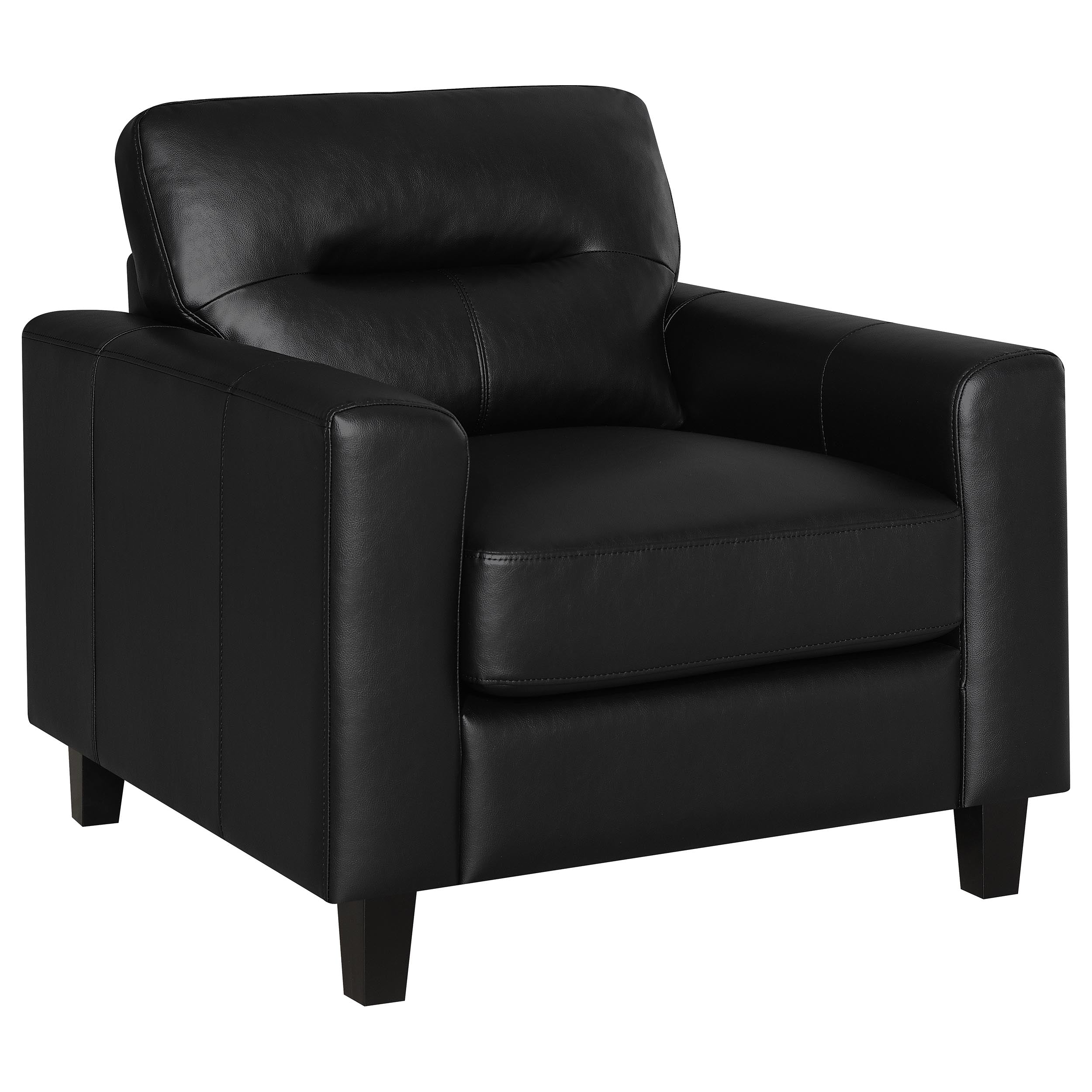 Scotland 3-piece Faux Leather Upholstered Sofa Set Black — view 11