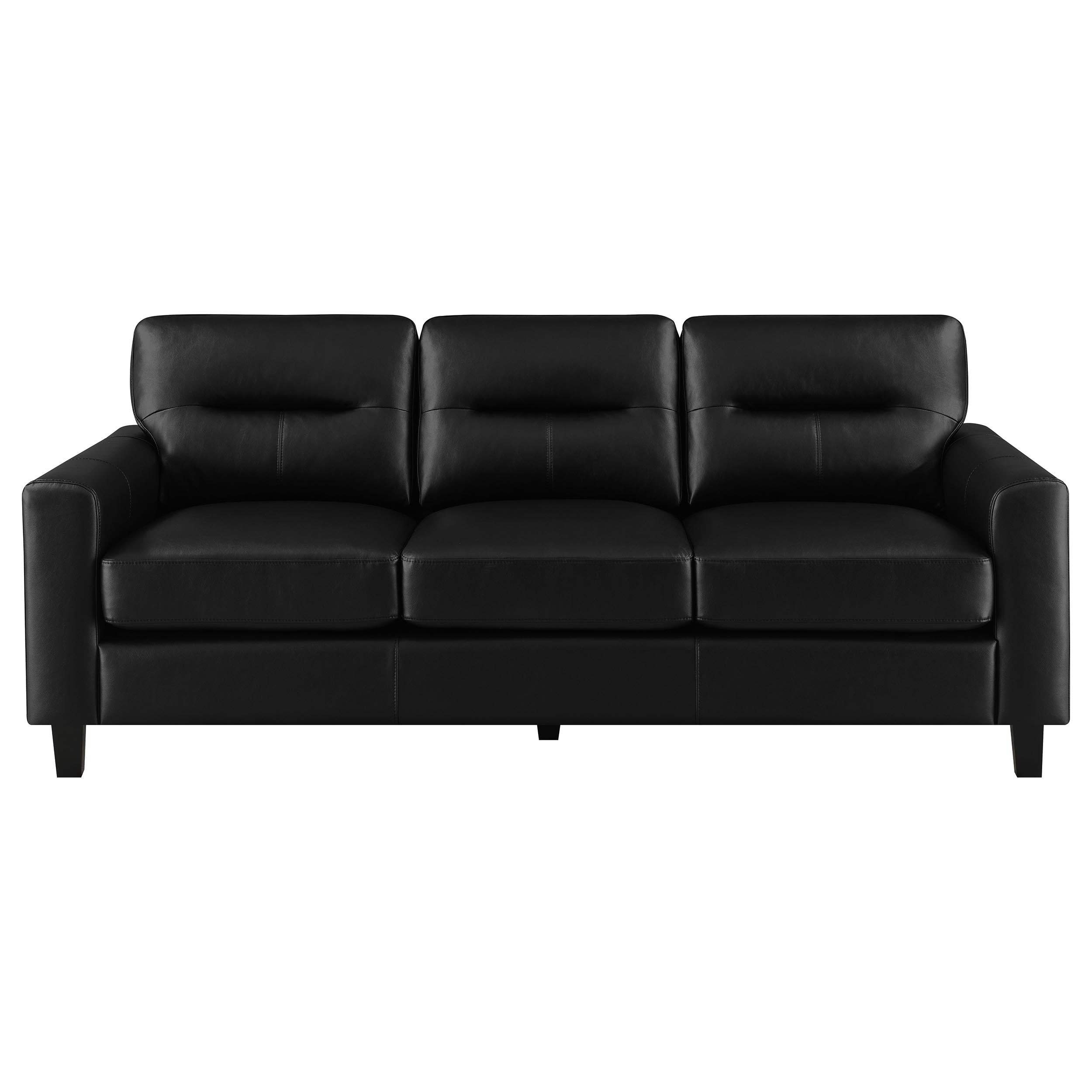 Scotland Faux Leather Upholstered Track Arm Sofa Black — view 3