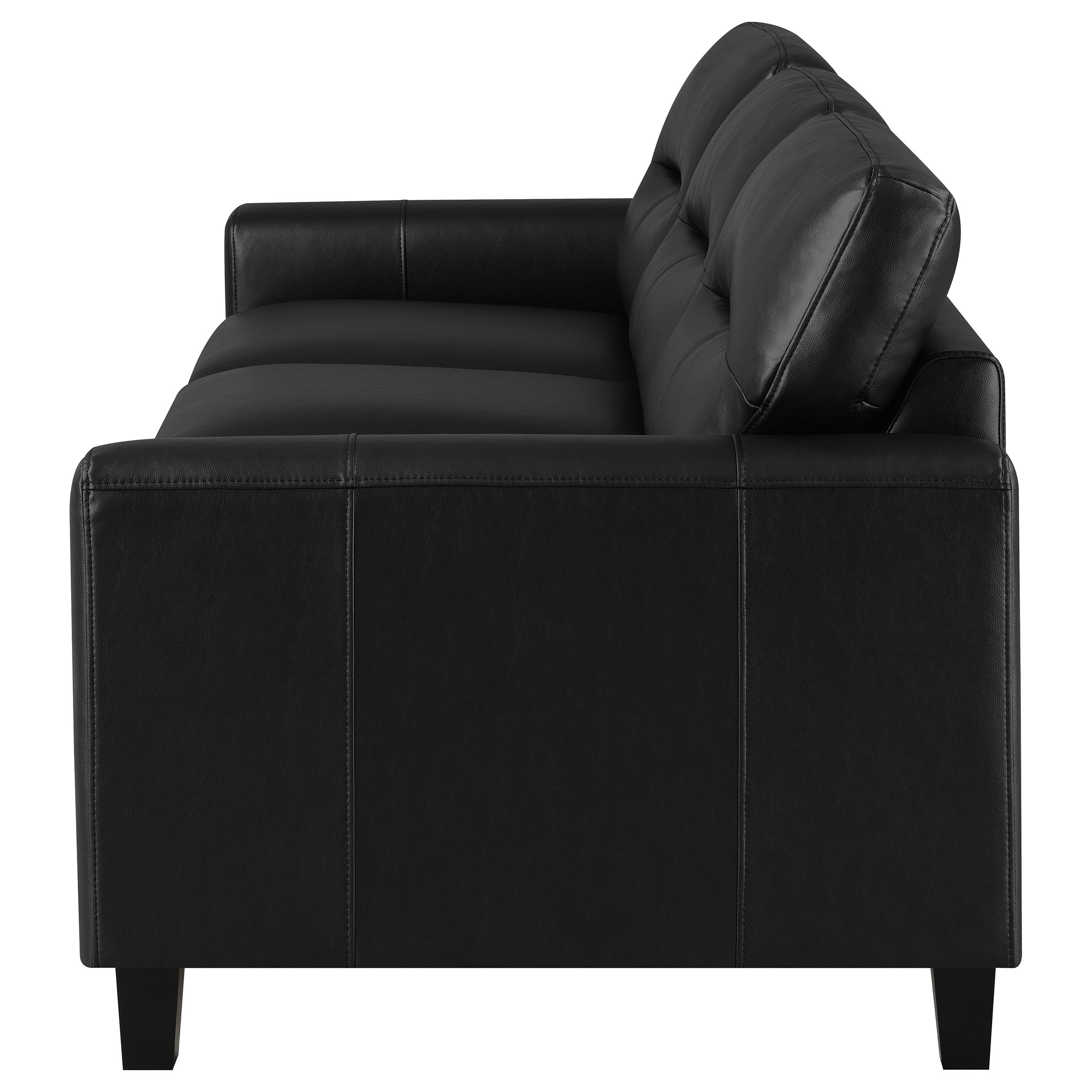 Scotland Faux Leather Upholstered Track Arm Sofa Black — view 5