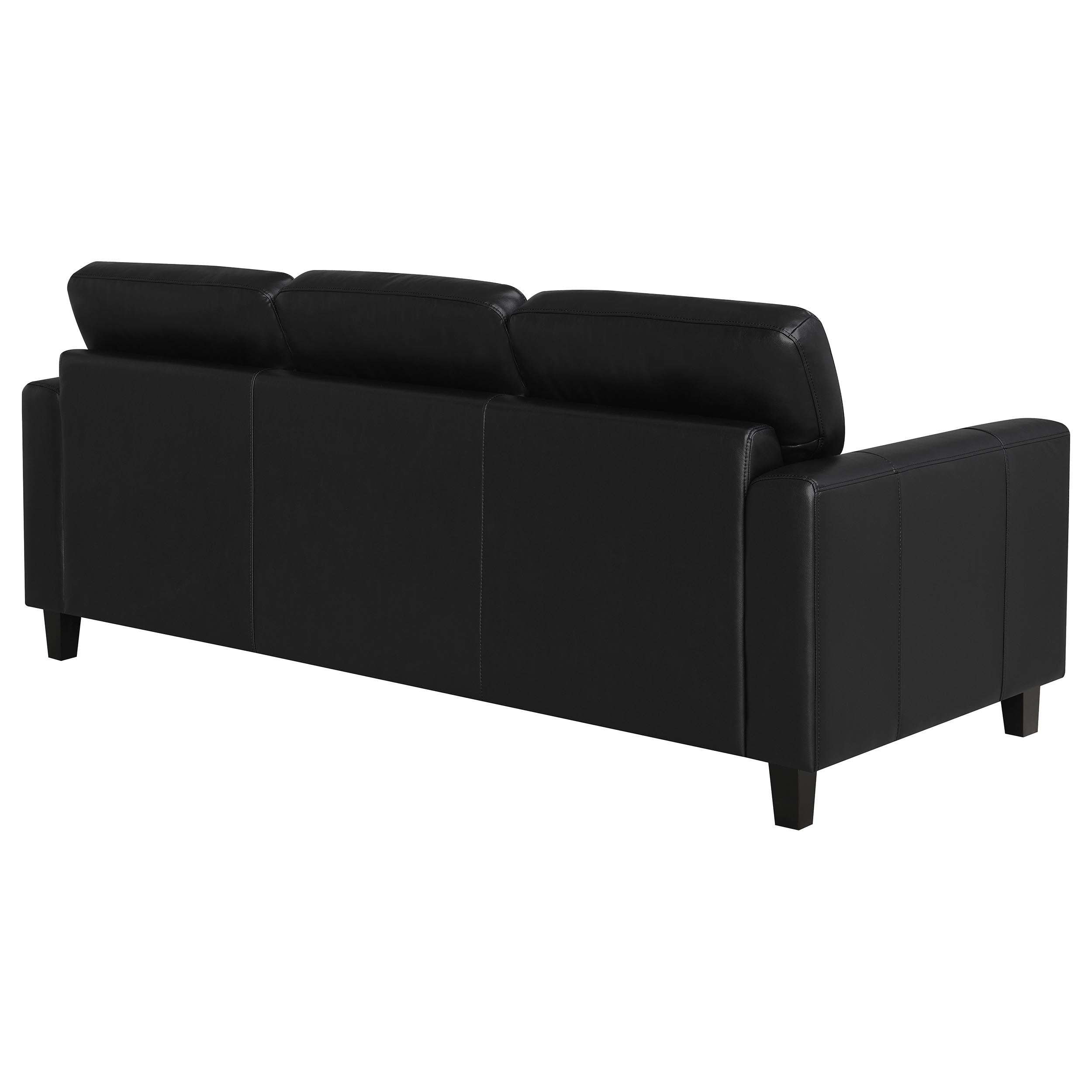 Scotland Faux Leather Upholstered Track Arm Sofa Black — view 7