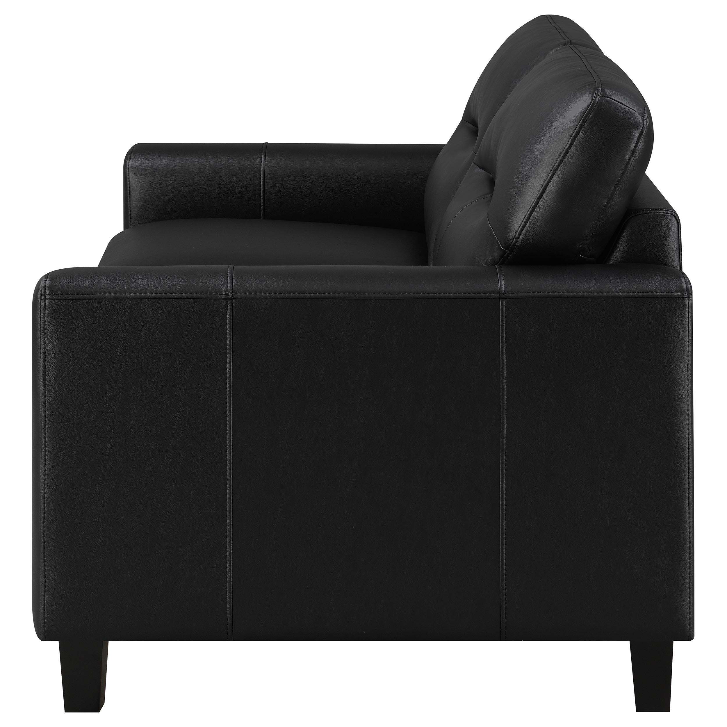 Scotland Faux Leather Upholstered Track Arm Loveseat Black — view 5