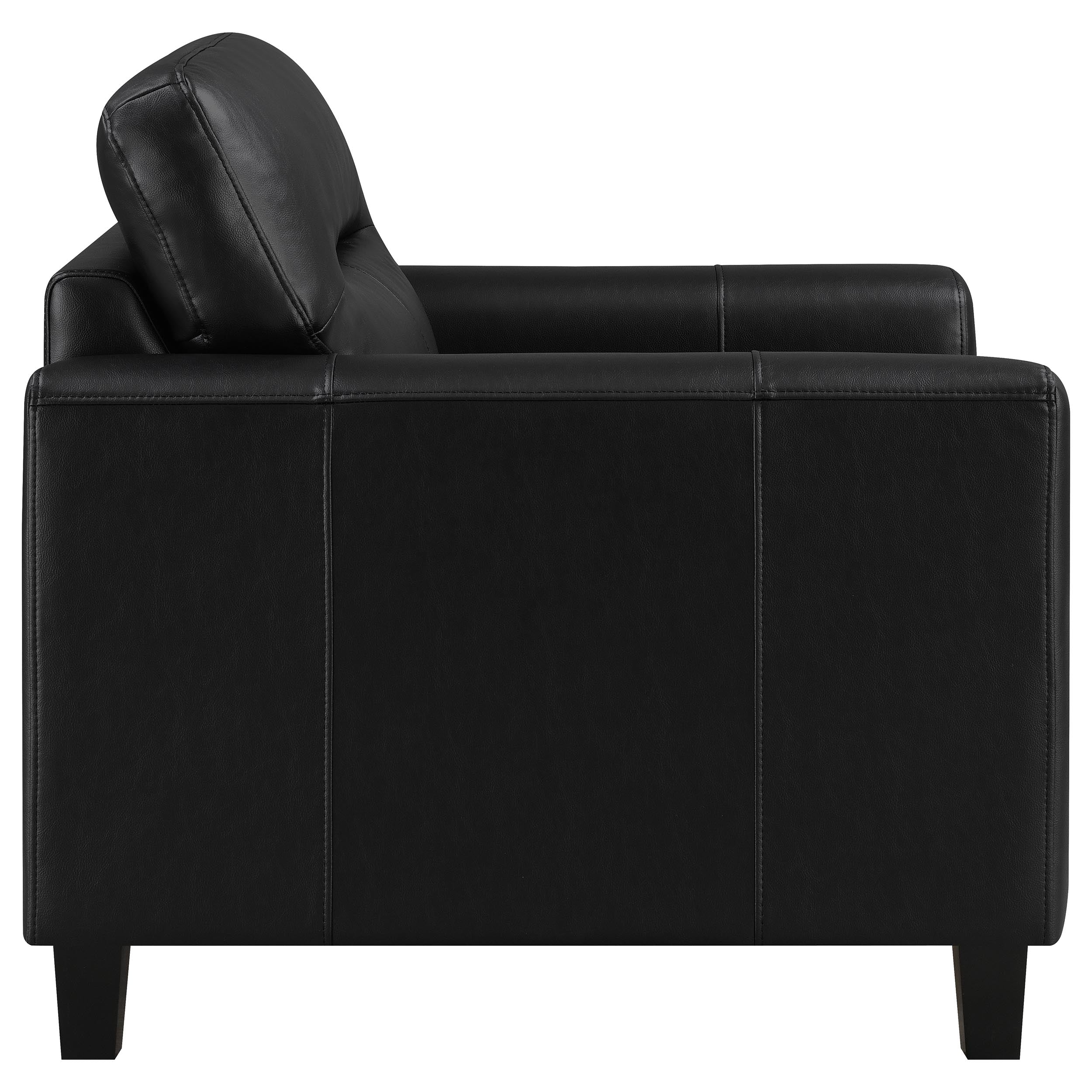 Scotland Faux Leather Upholstered Track Arm Chair Black — view 8