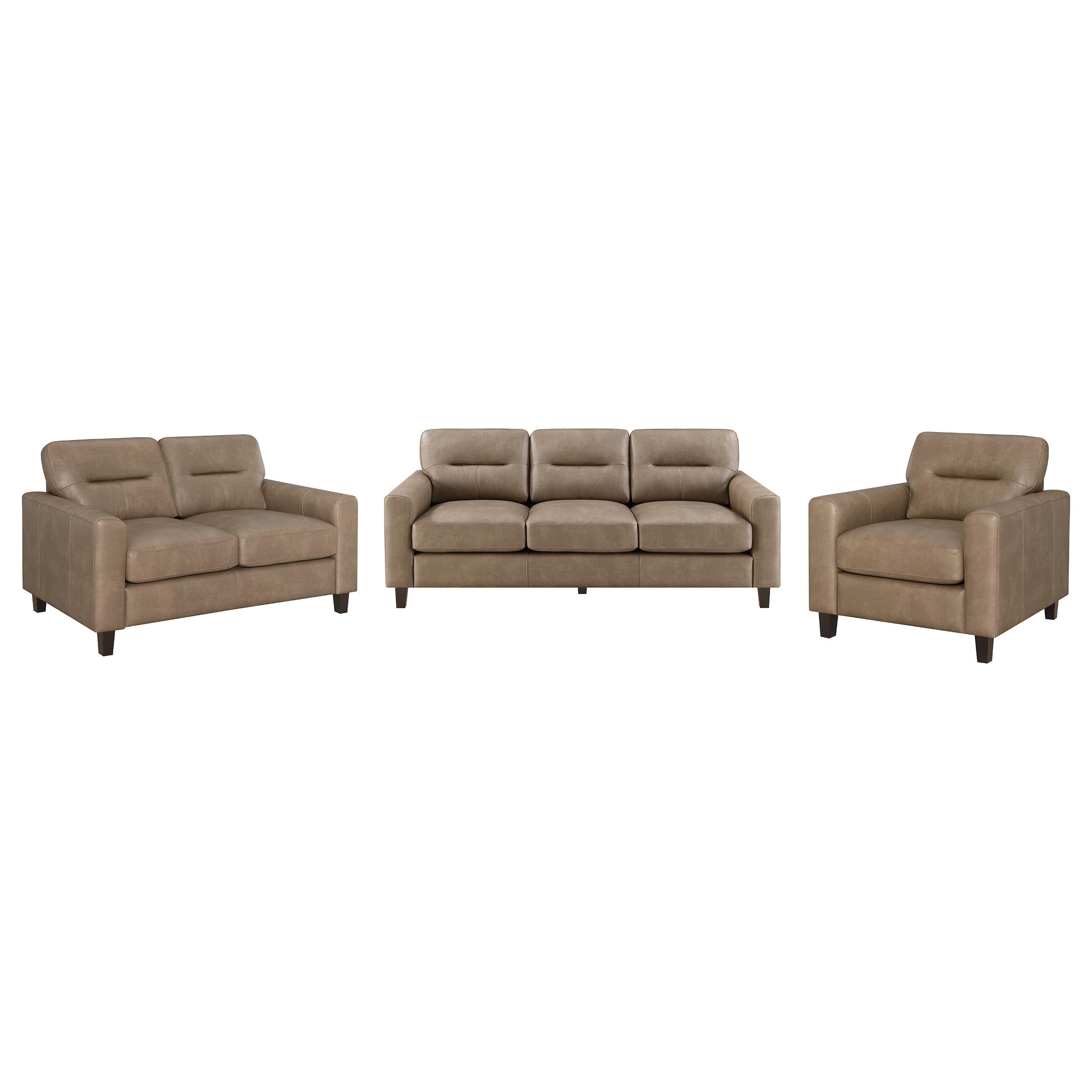 Scotland 3-piece Faux Leather Upholstered Sofa Set Brown — view 2