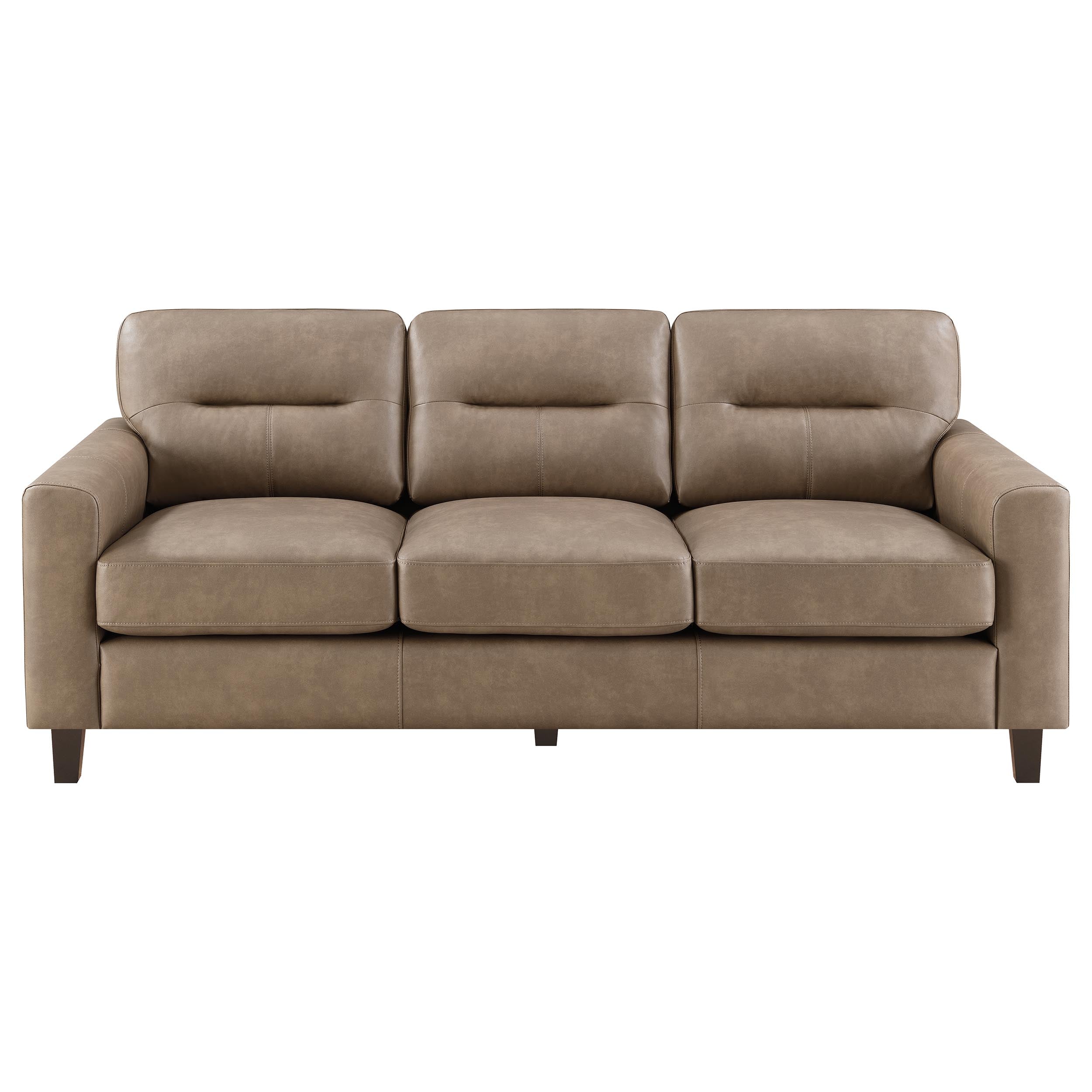 Scotland 3-piece Faux Leather Upholstered Sofa Set Brown — view 4