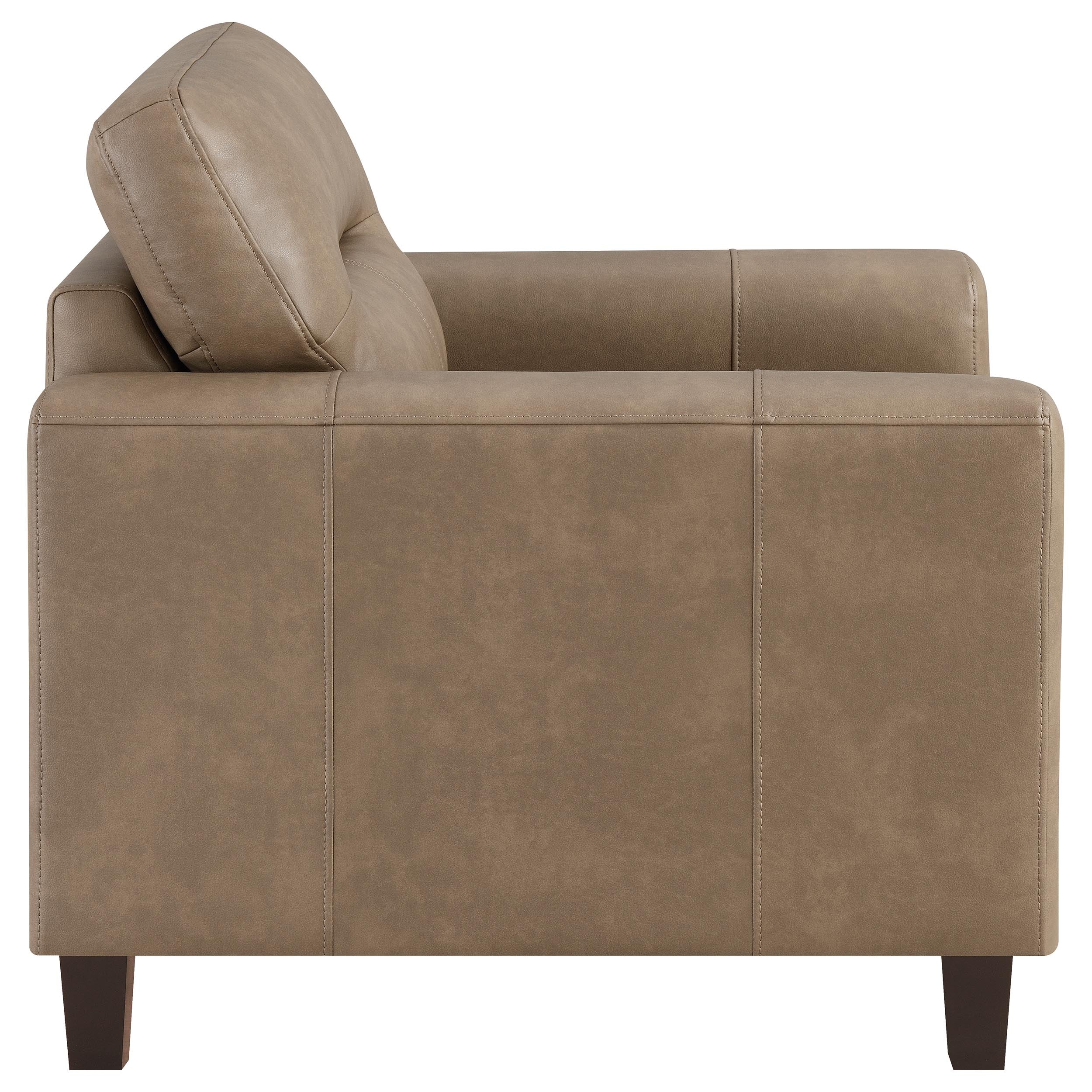 Scotland Faux Leather Upholstered Track Arm Chair Brown — view 8